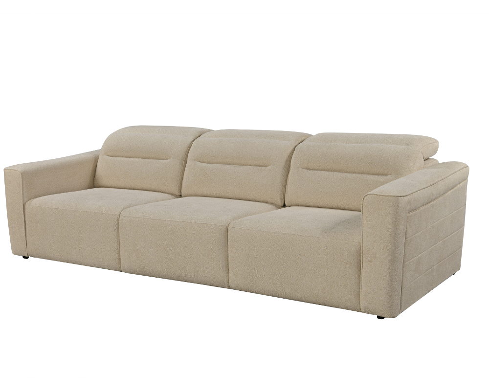 Brambury 3 seater Electric Recliner sofa with remote - Triple Motorized Sliding Seats & Adjustable Headrest Grey