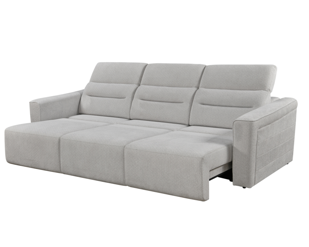 Brambury 3 seater Electric Recliner sofa with remote - Triple Motorized Sliding Seats & Adjustable Headrest Grey