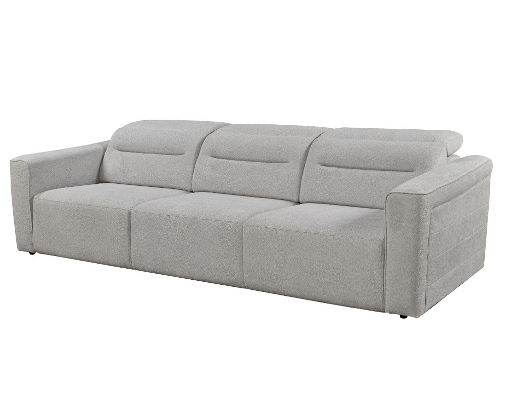 Brambury 3 seater Electric Recliner sofa with remote - Triple Motorized Sliding Seats & Adjustable Headrest Grey