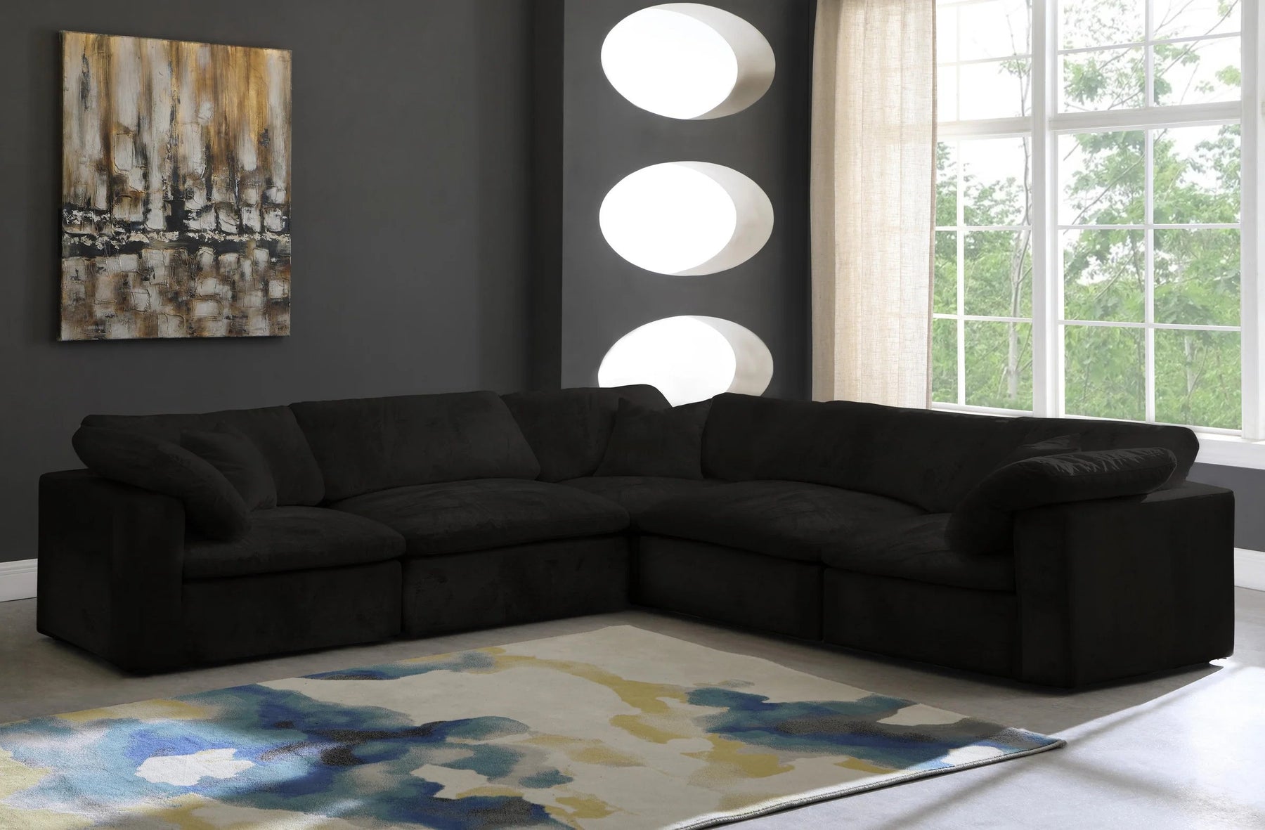 Cozy Large 5 Seater Universal Modular Corner Black