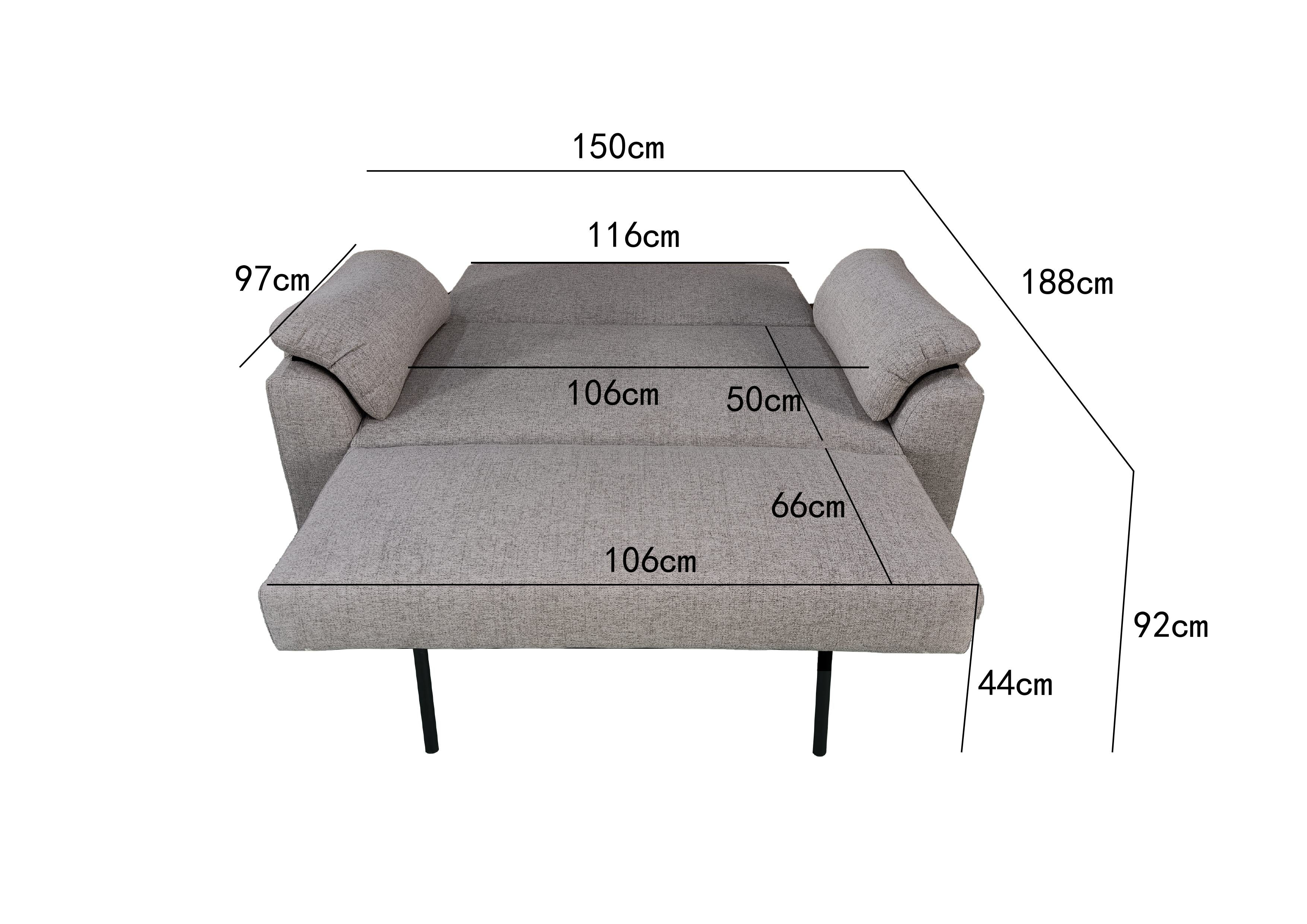 Viva 2 seater pull out sofa bed With Folded Back Grey
