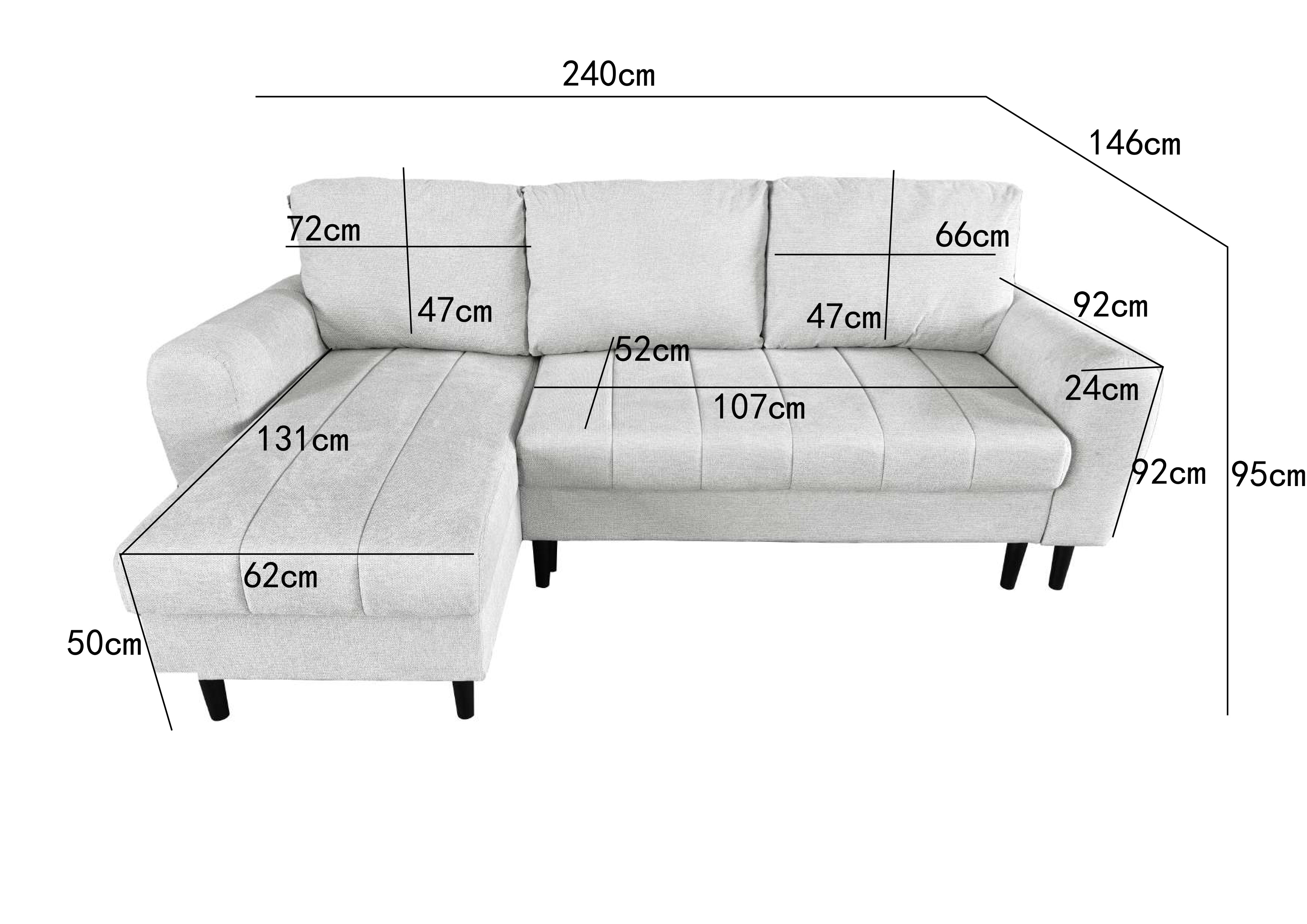 Amora Universal Corner Sofa bed With Storage Silver