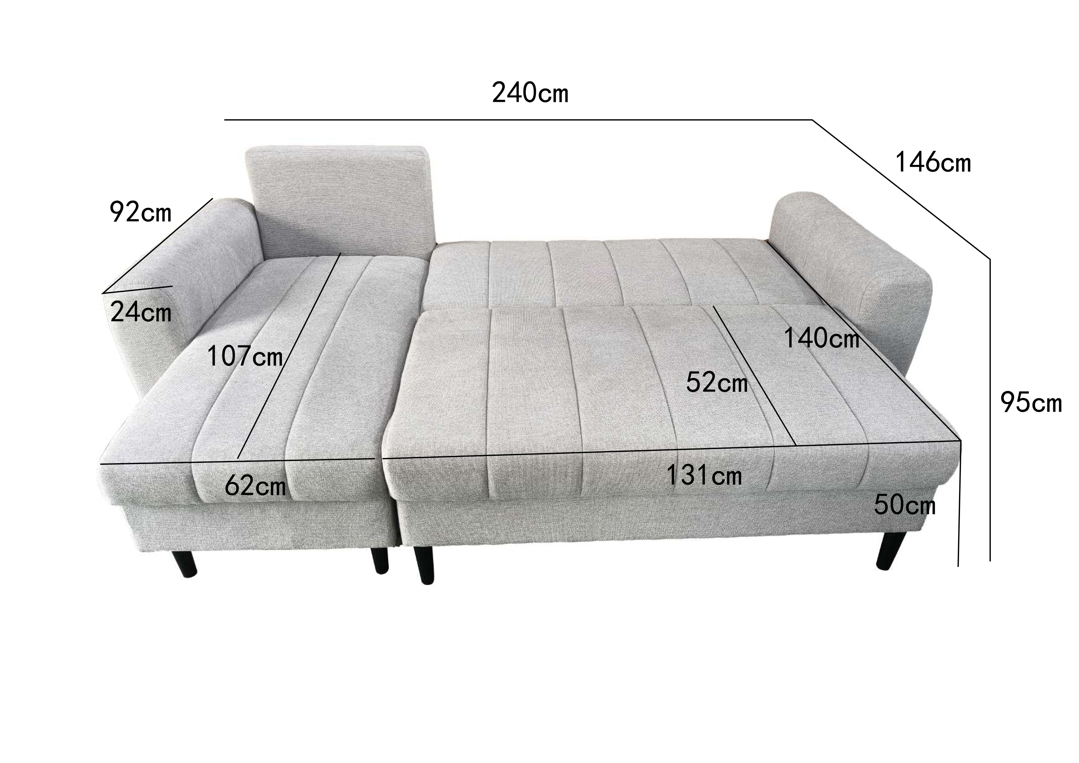 Amora Universal Corner Sofa bed With Storage Silver