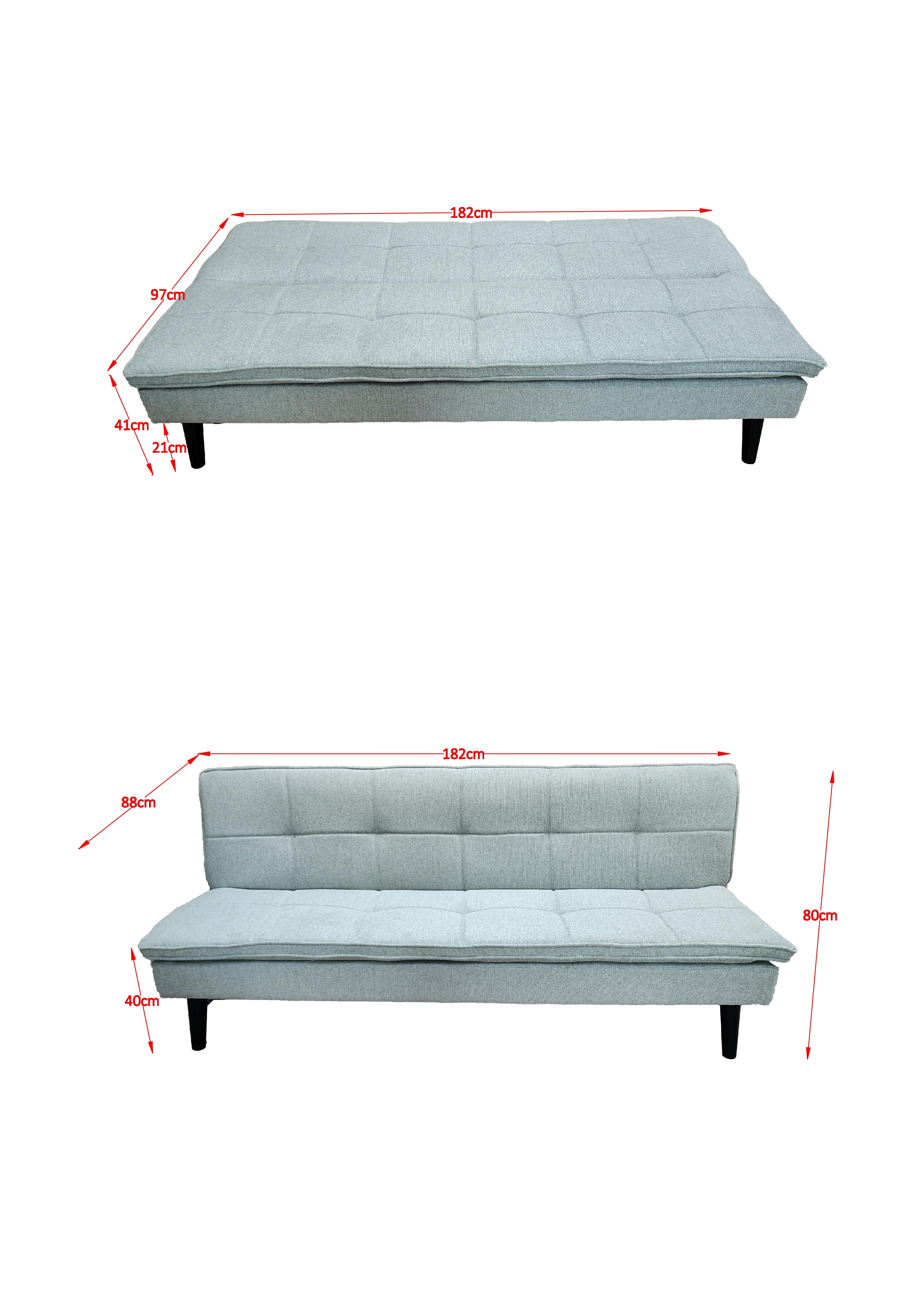 Ashley 3 seater click clack sofabed Silver
