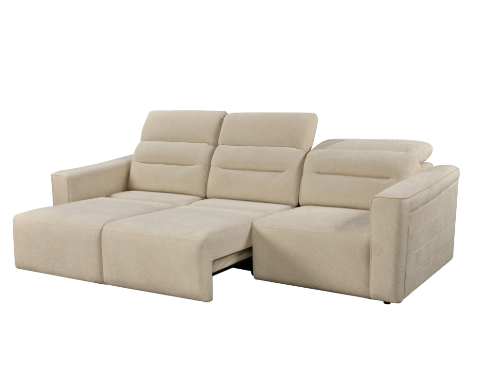 Brambury 3 seater Electric Recliner sofa with remote - Triple Motorized Sliding Seats & Adjustable Headrest Grey