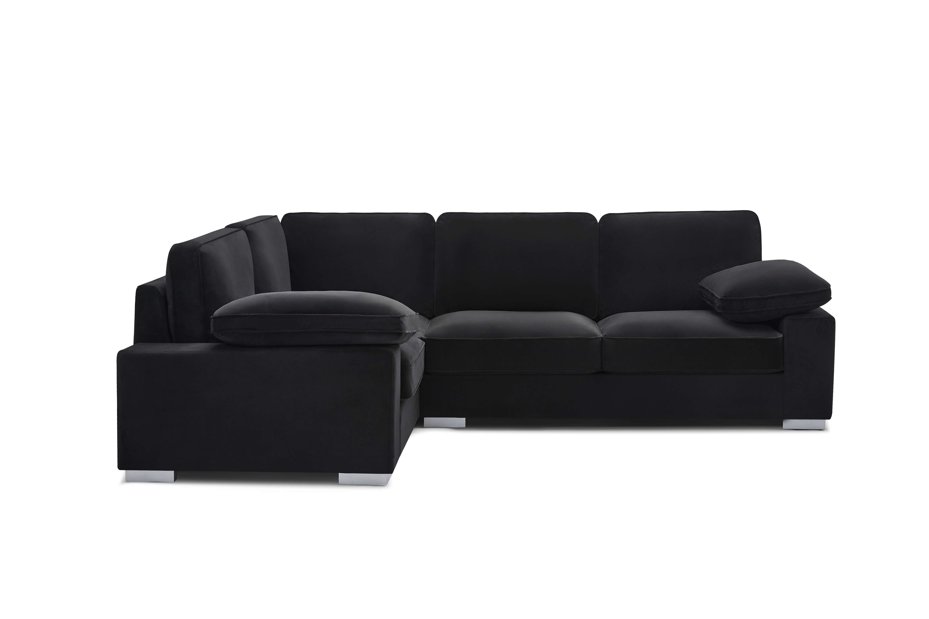 Ascot Left Hand Corner Sofa – Plush Black Velvet