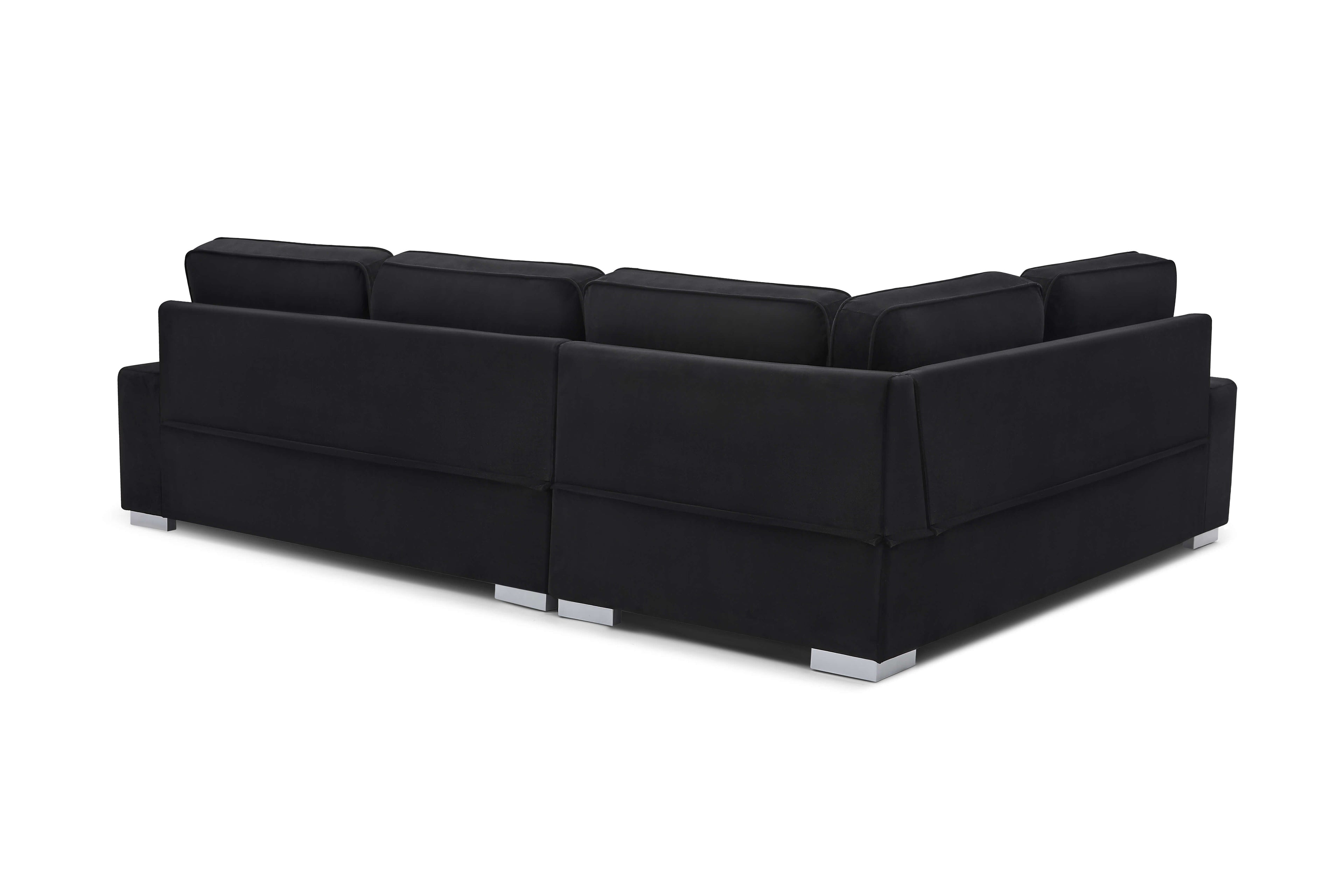 Ascot Left Hand Corner Sofa – Plush Black Velvet