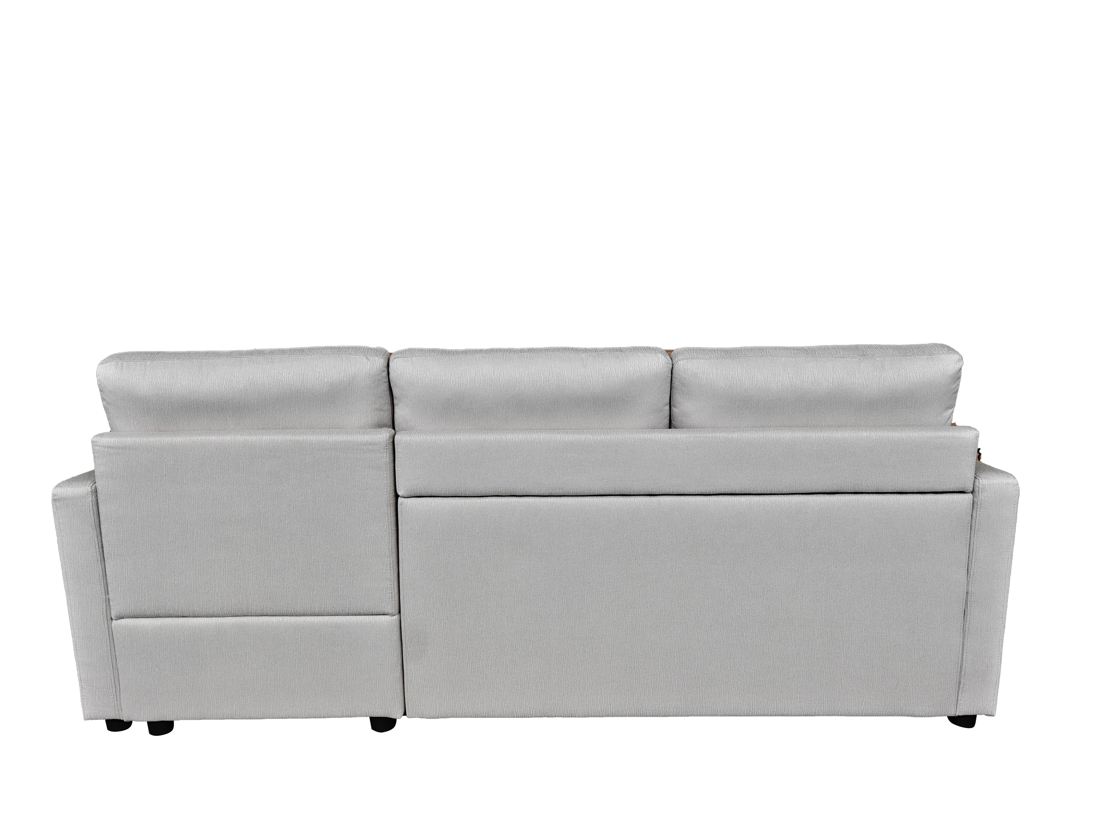 Retro Universal Corner Pull Out Sofa bed with storage chase Silver