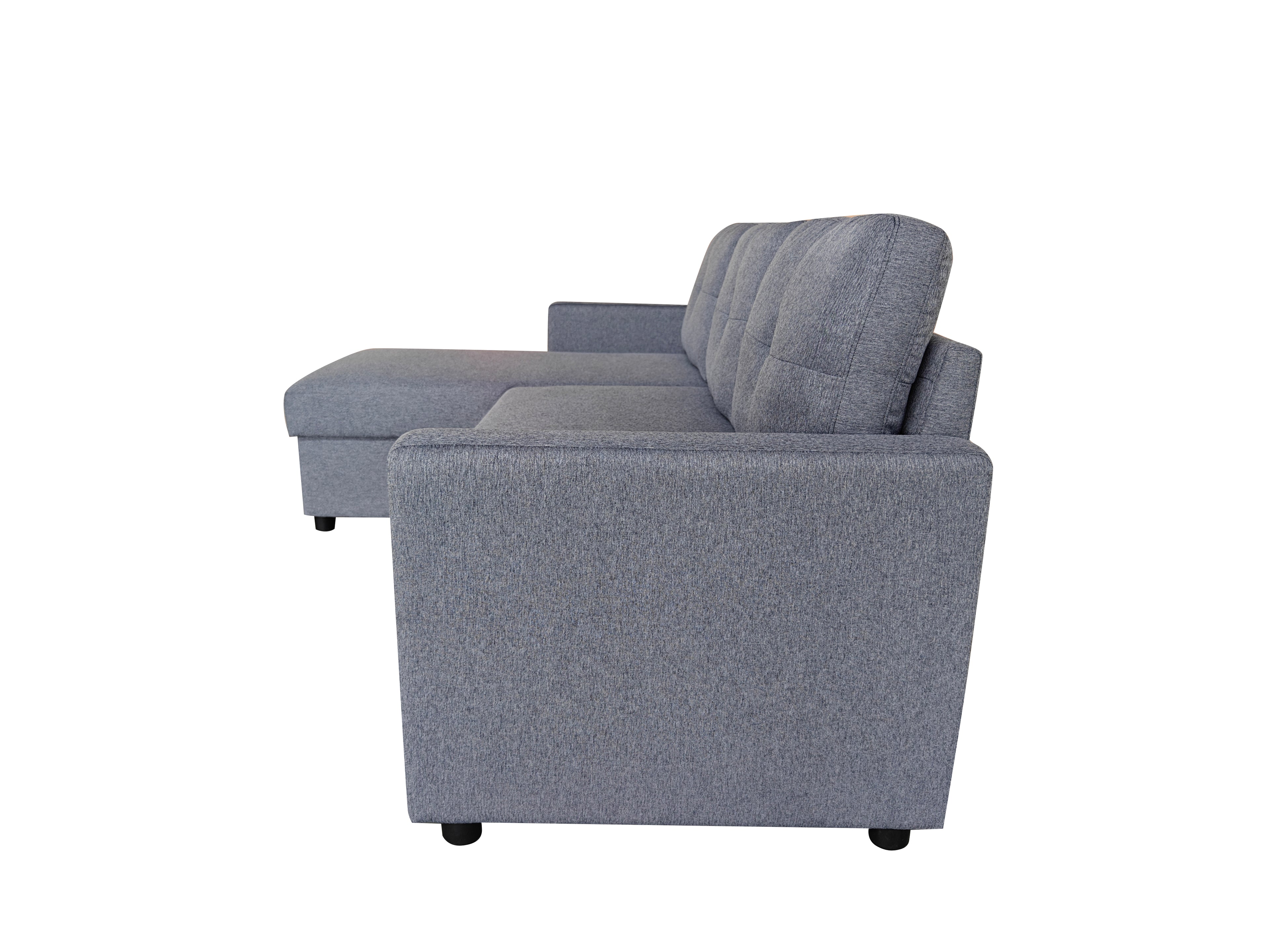 Retro Universal Corner Pull Out Sofa bed with storage chase Grey