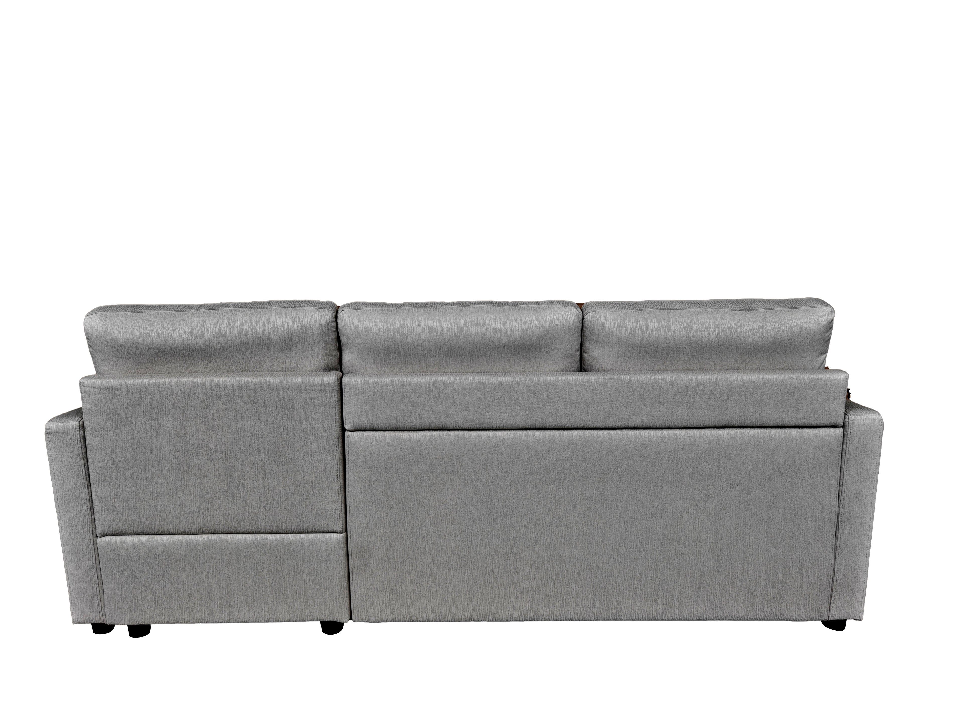 Retro Universal Corner Pull Out Sofa bed with storage chase Silver