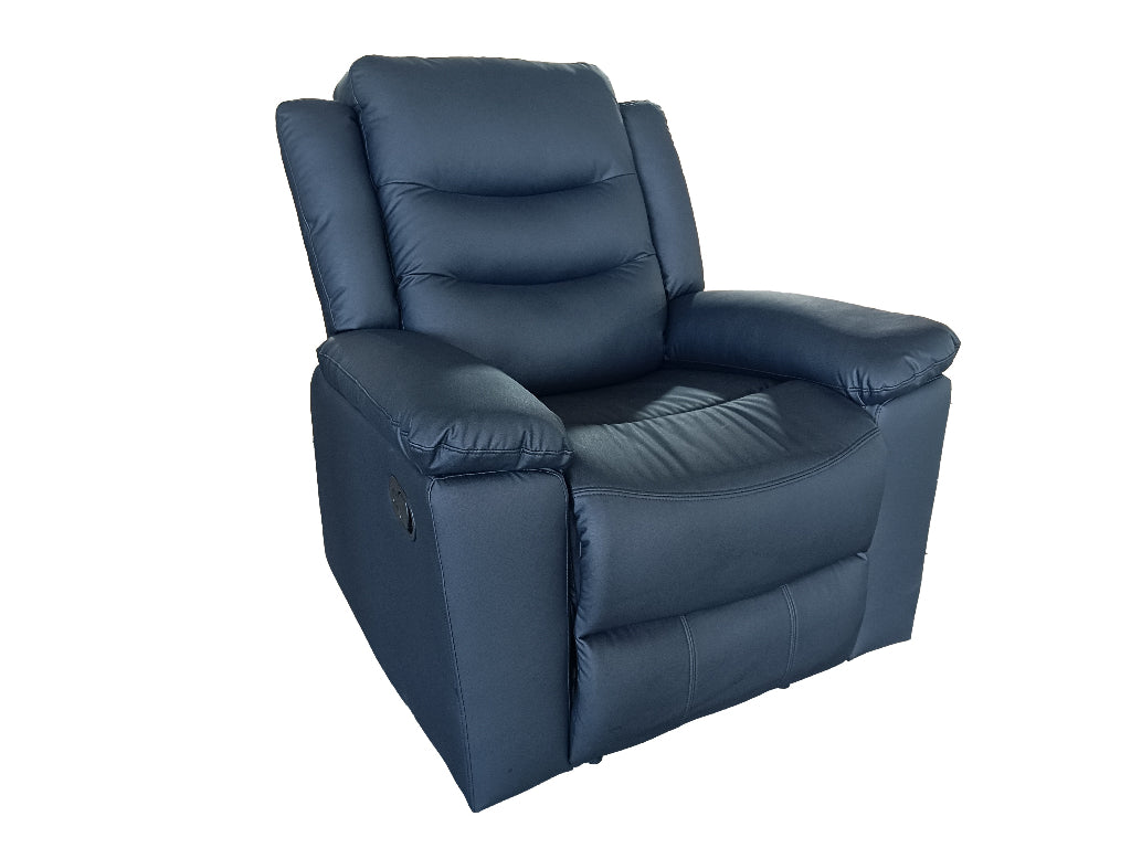 Roma 1-Seater Manual Recliner Black Leather
