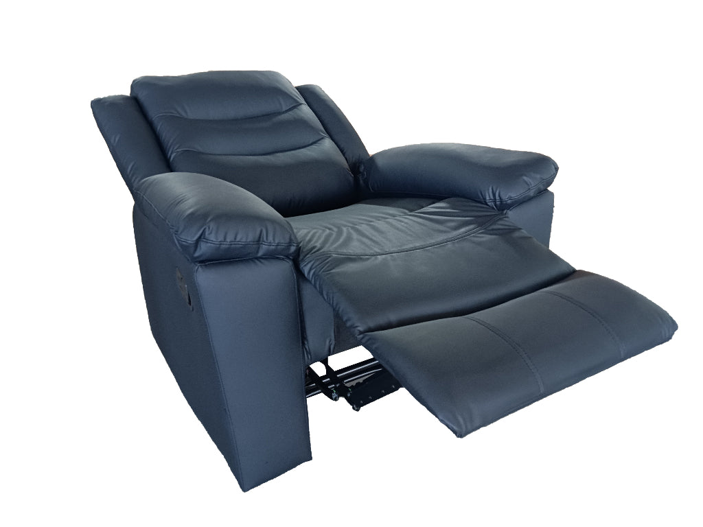 Roma 1-Seater Manual Recliner Black Leather