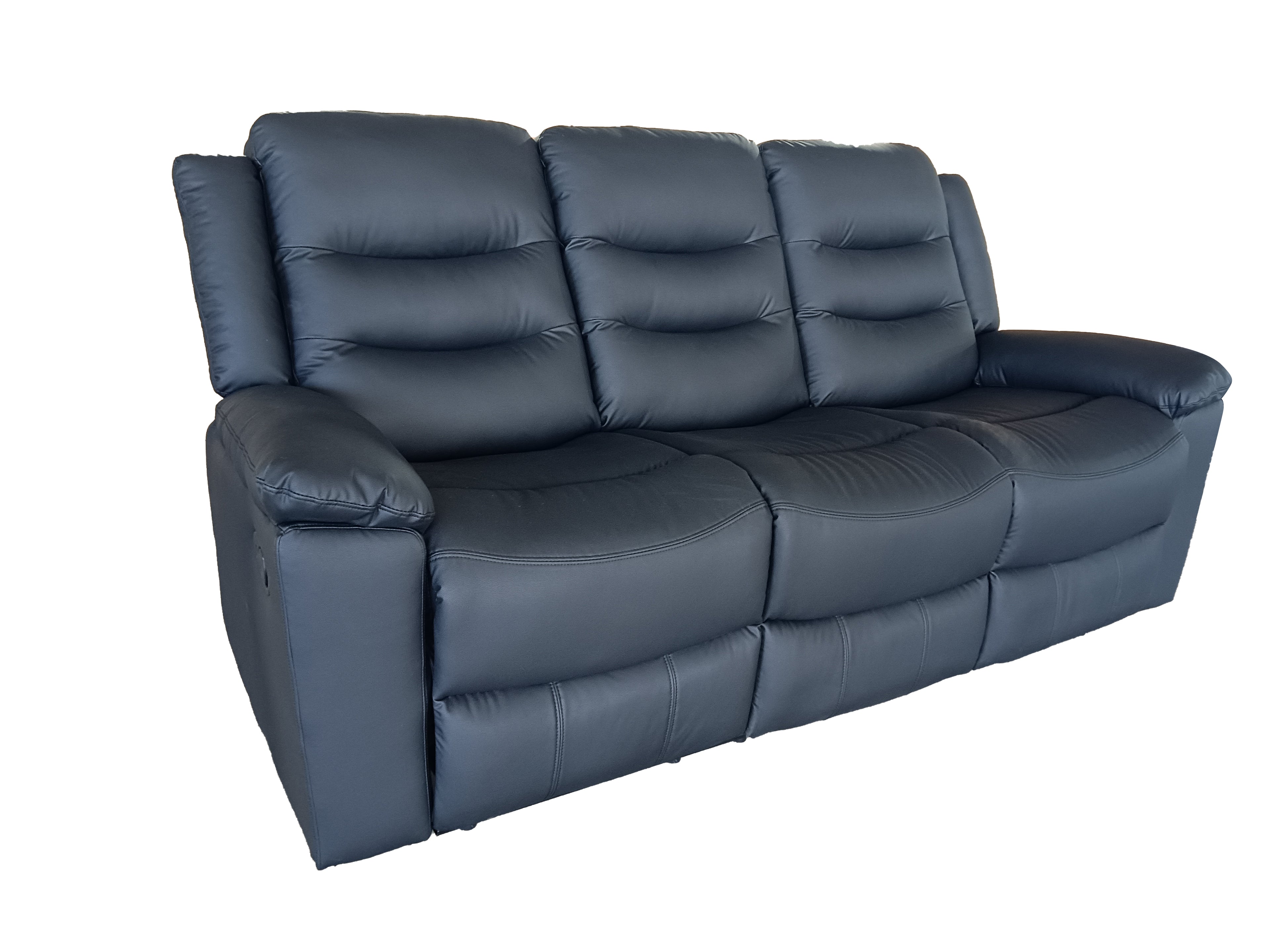 Roma 2+3 Seater Manual Recliner Anti Scratch Leather Black