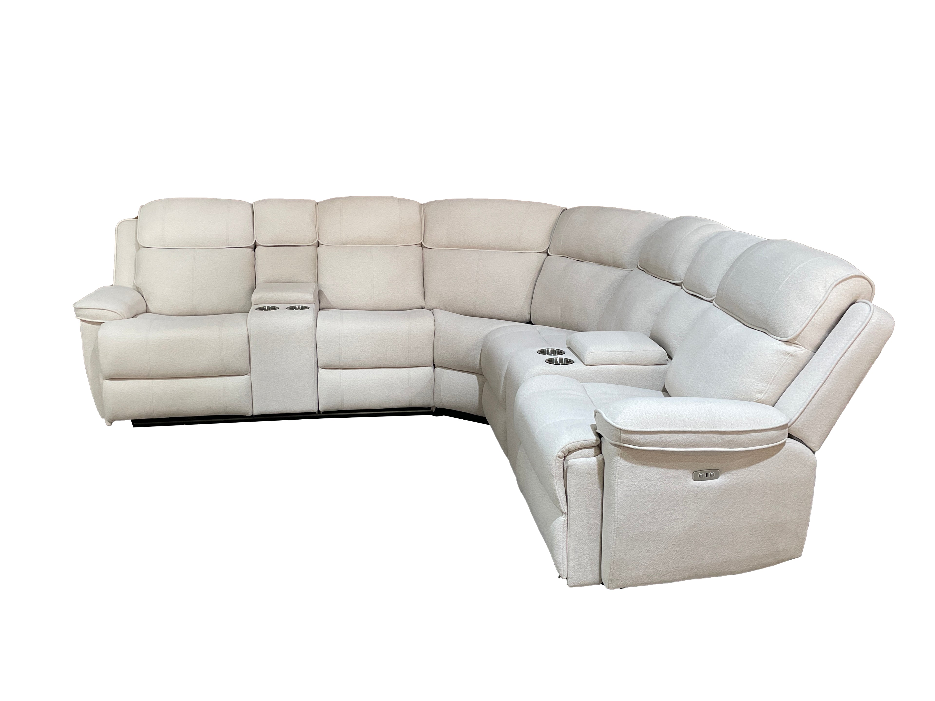 Hannah Fabric Corner Electric Recliner with cupholders and Console Box cream