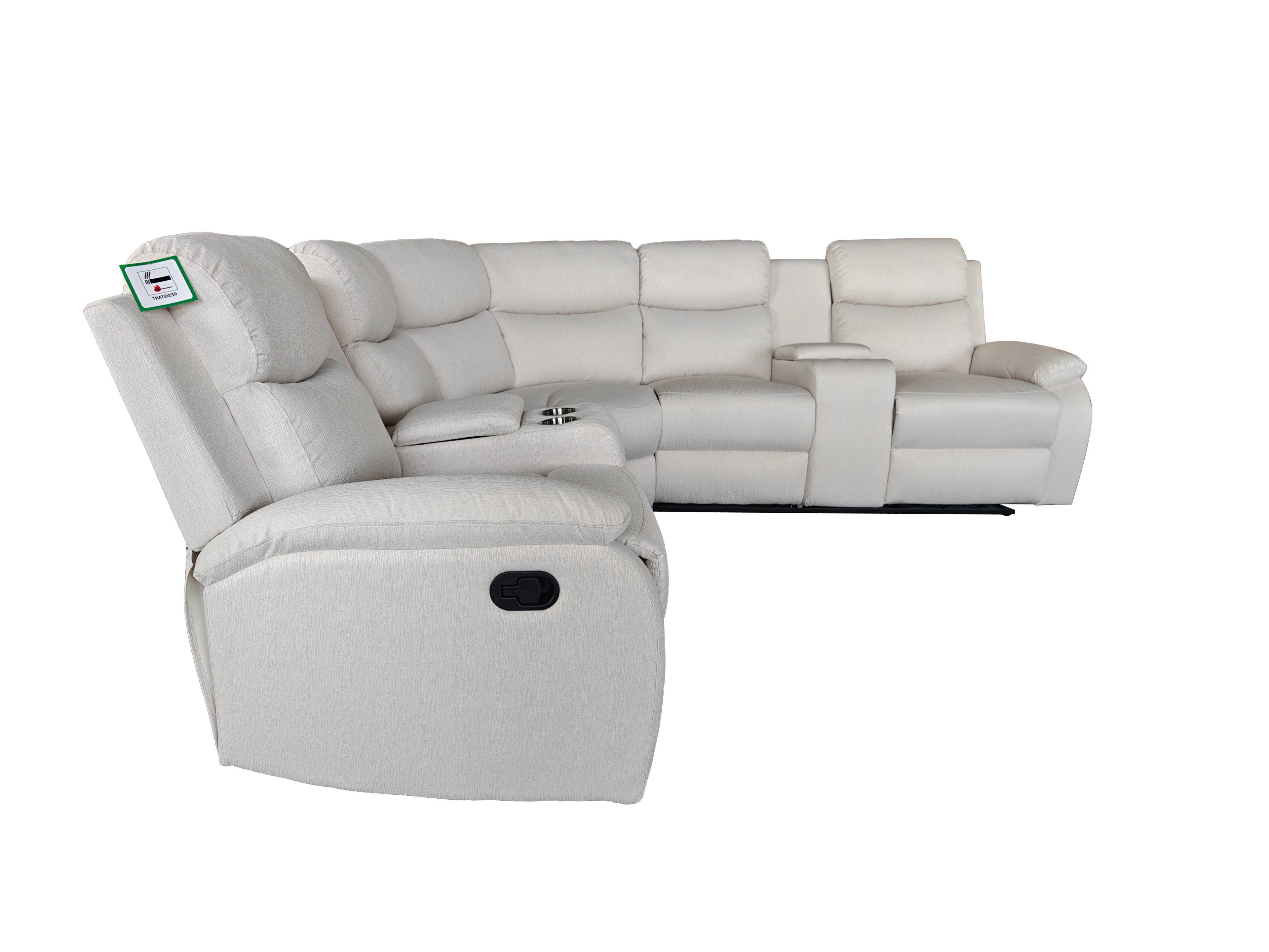 Montari Fabric Manual Recliner with console and cupholders Cream