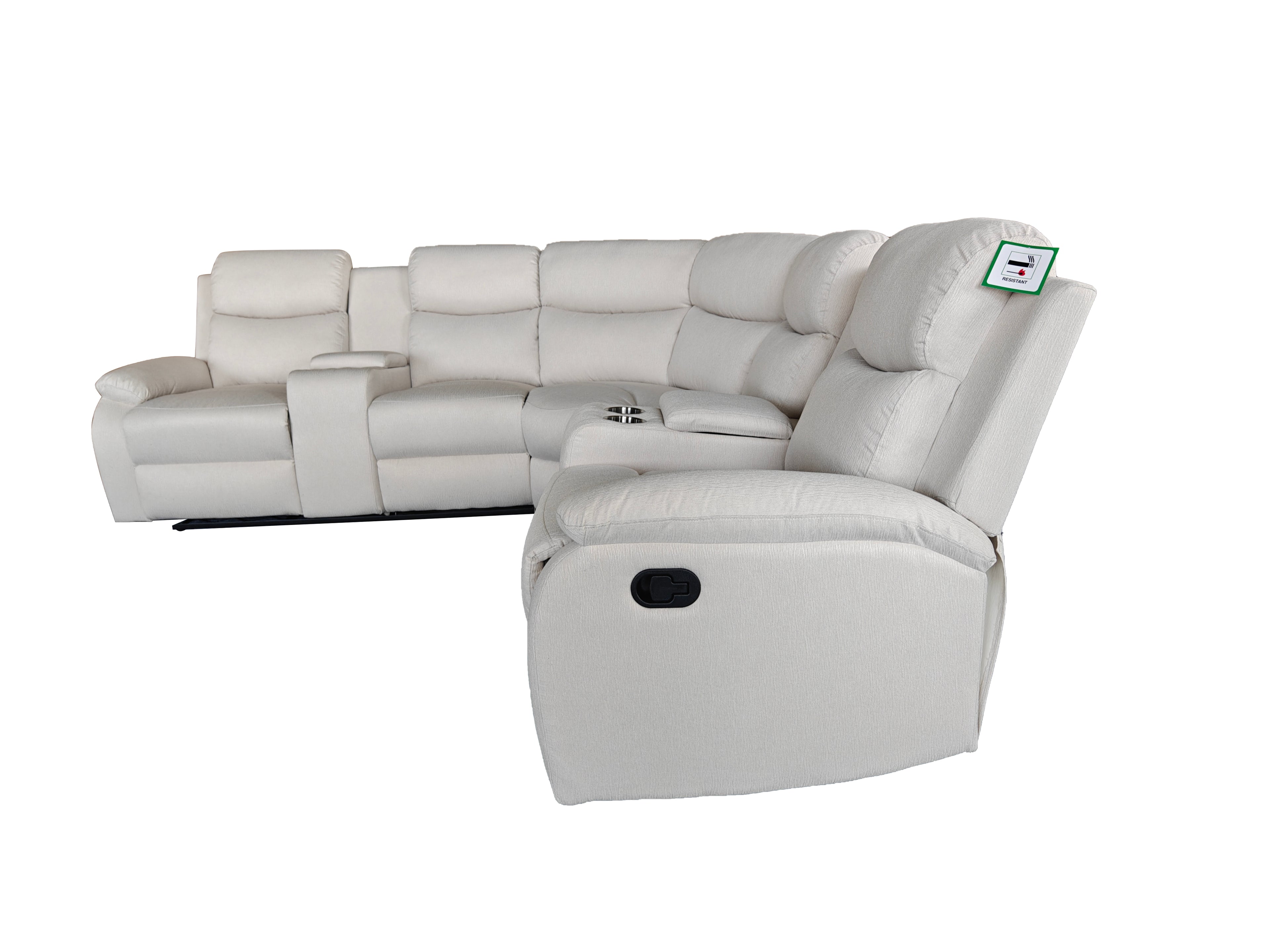 Montari Fabric Manual Recliner with console and cupholders Cream
