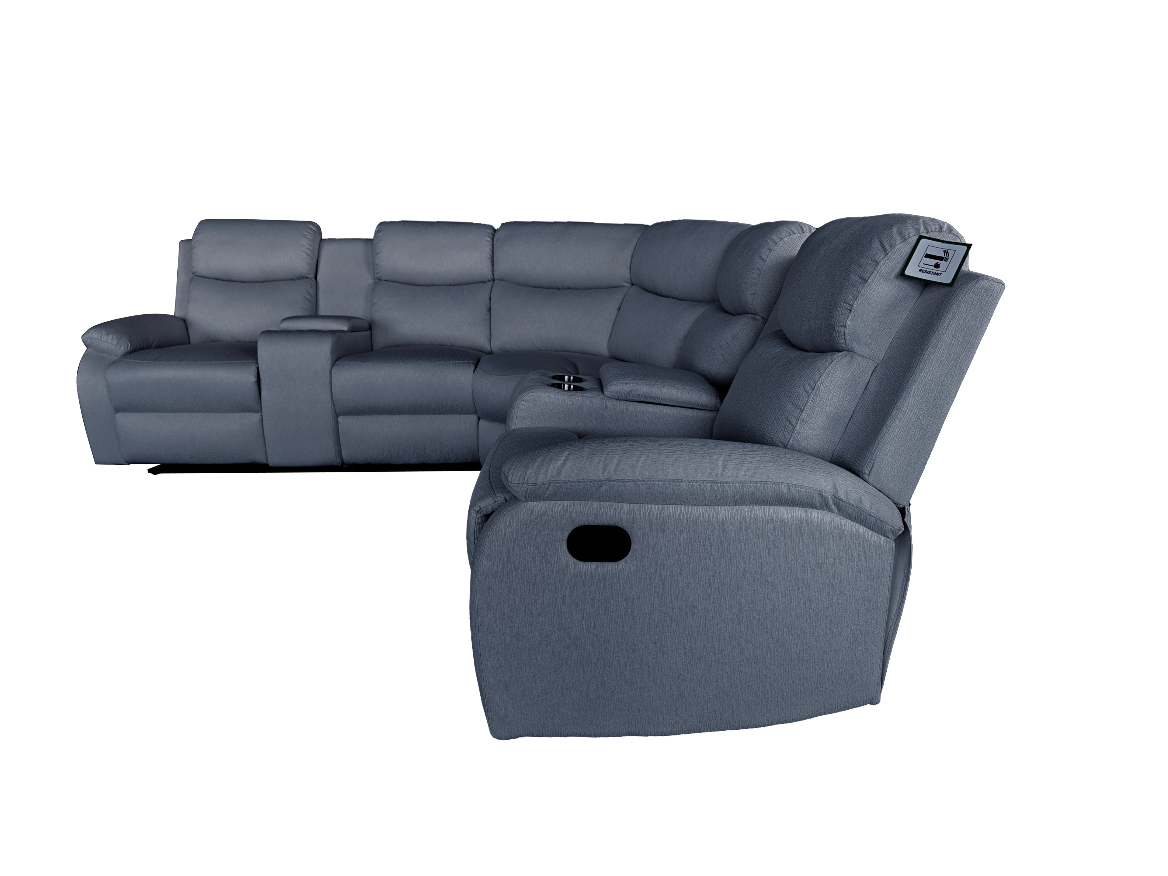 Montari Fabric Manual Recliner with console and cupholders Grey