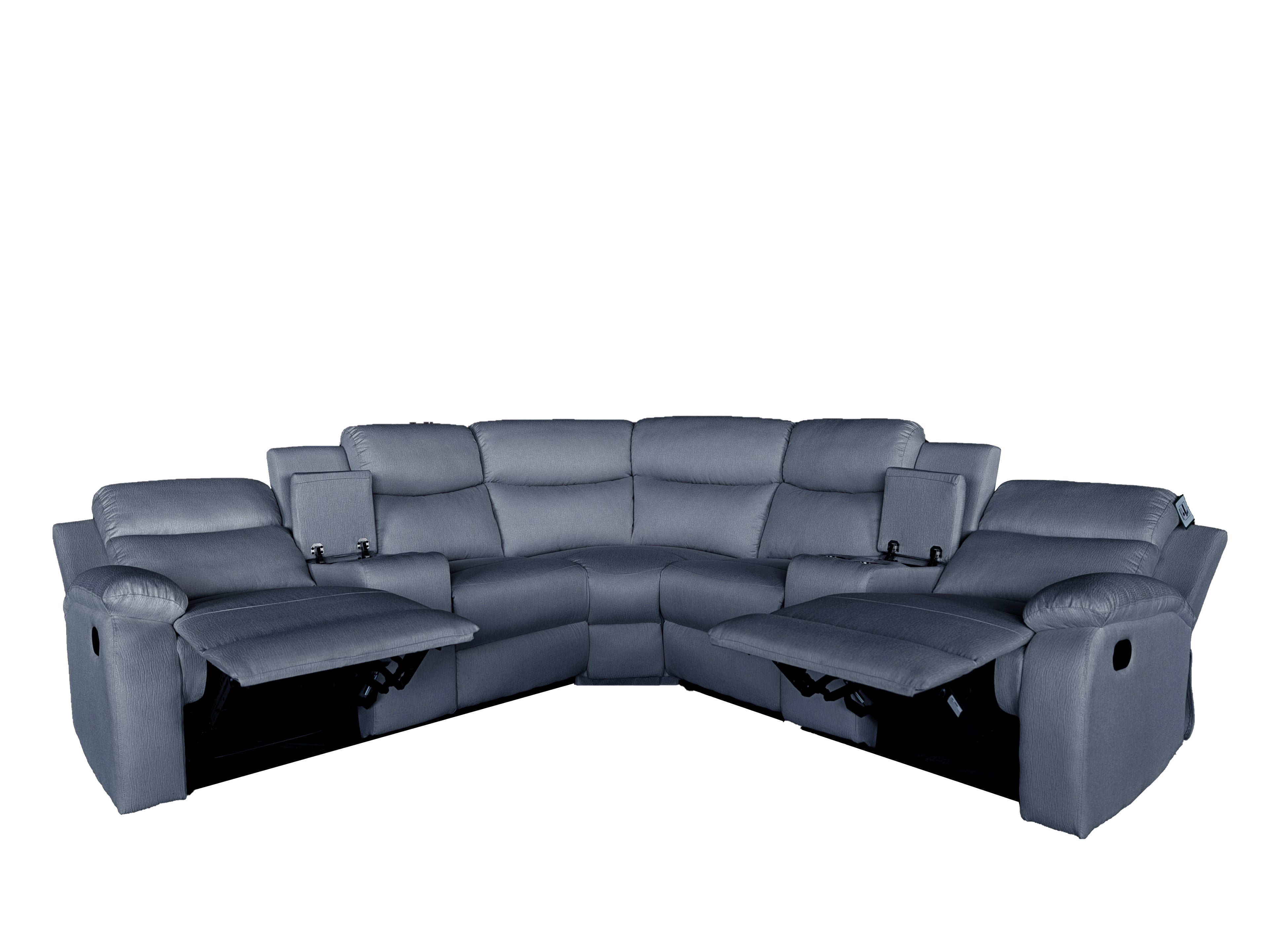 Montari Fabric Manual Recliner with console and cupholders Grey