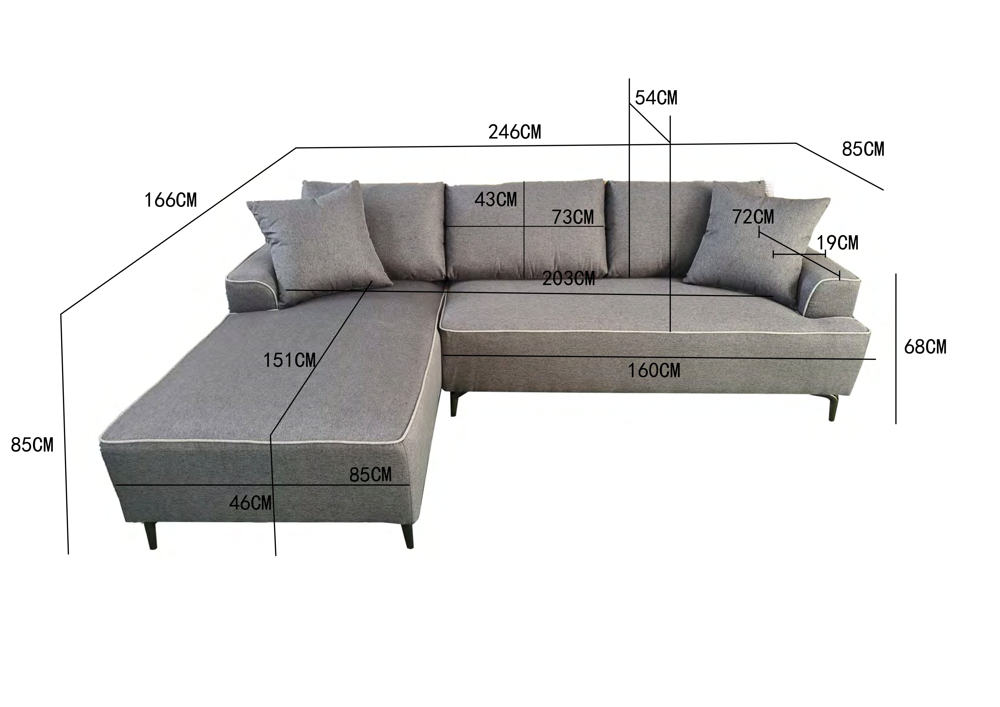 Aero Right Hand Corner Sofa Grey