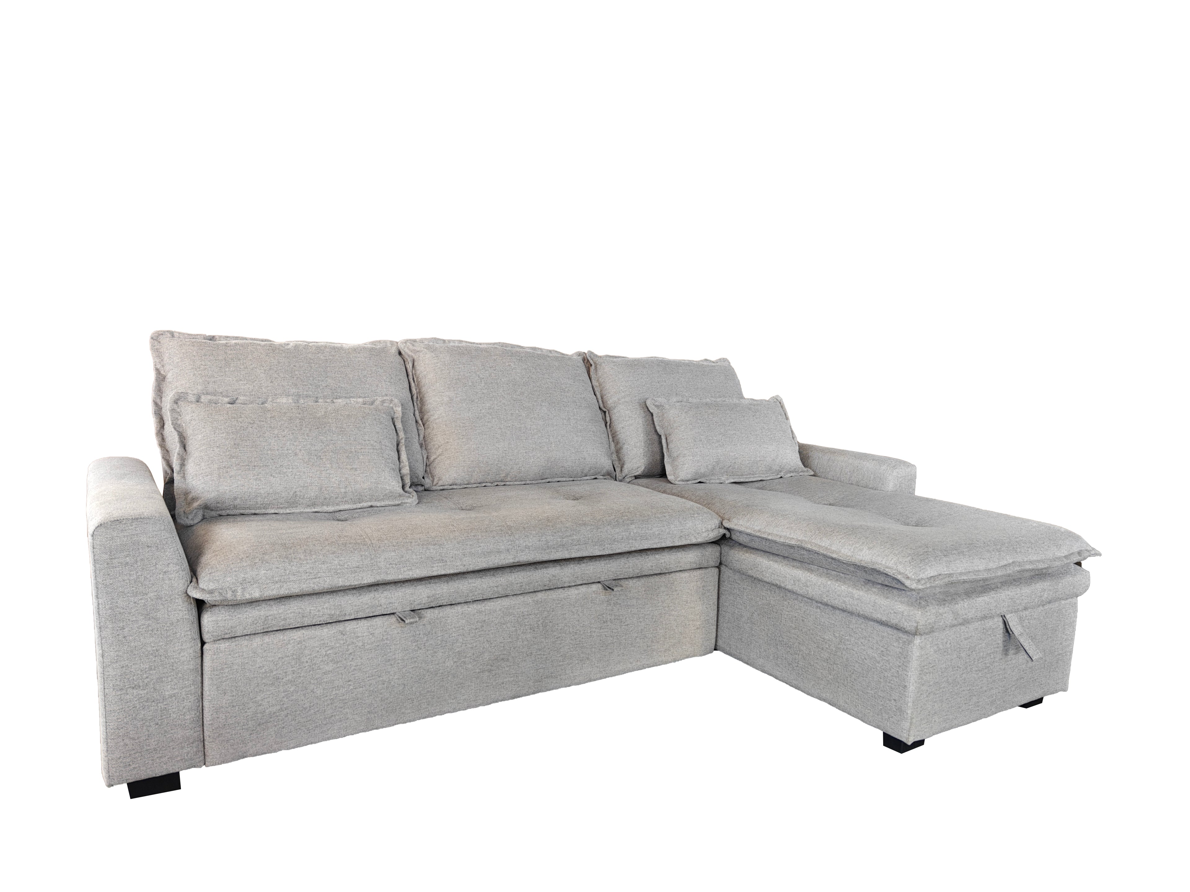 Cozeo Corner Sofa bed with Storage Chase Silver