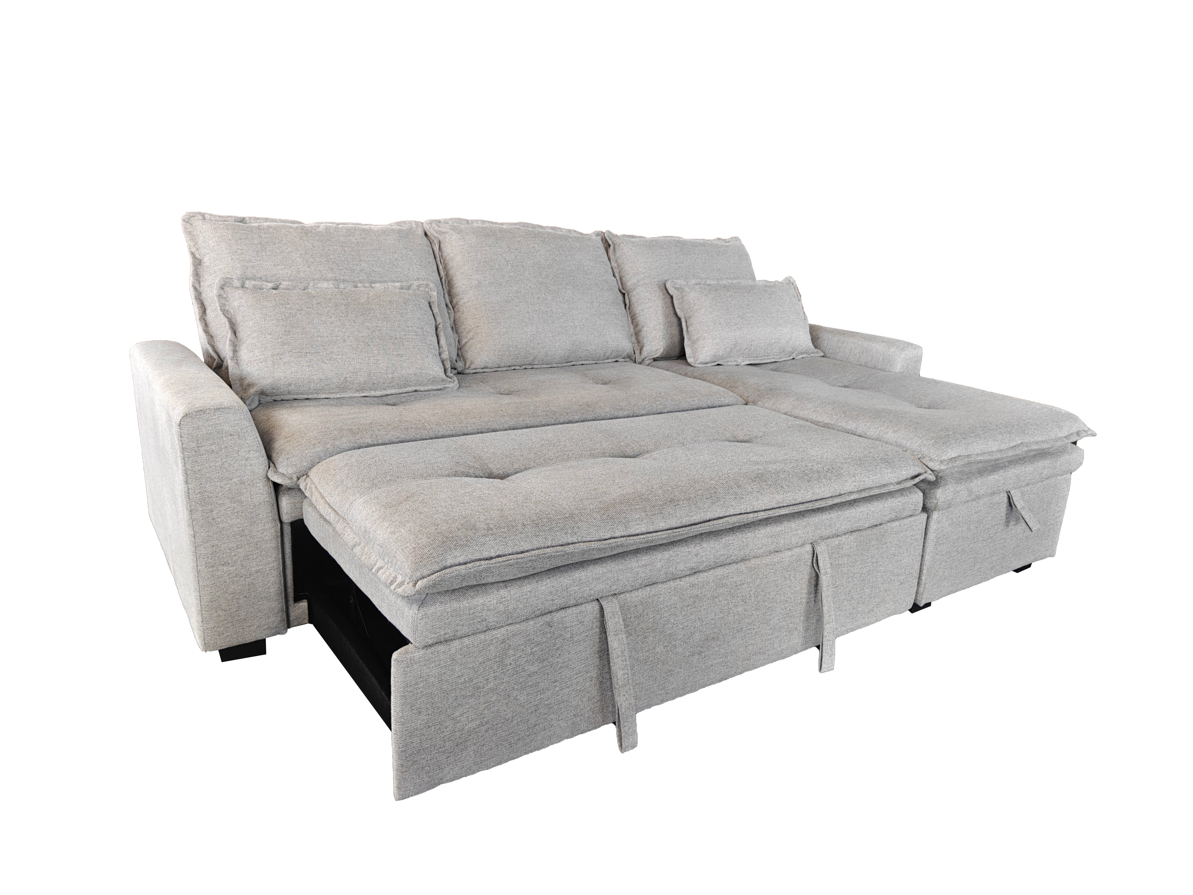 Cozeo Corner Sofa bed with Storage Chase Silver