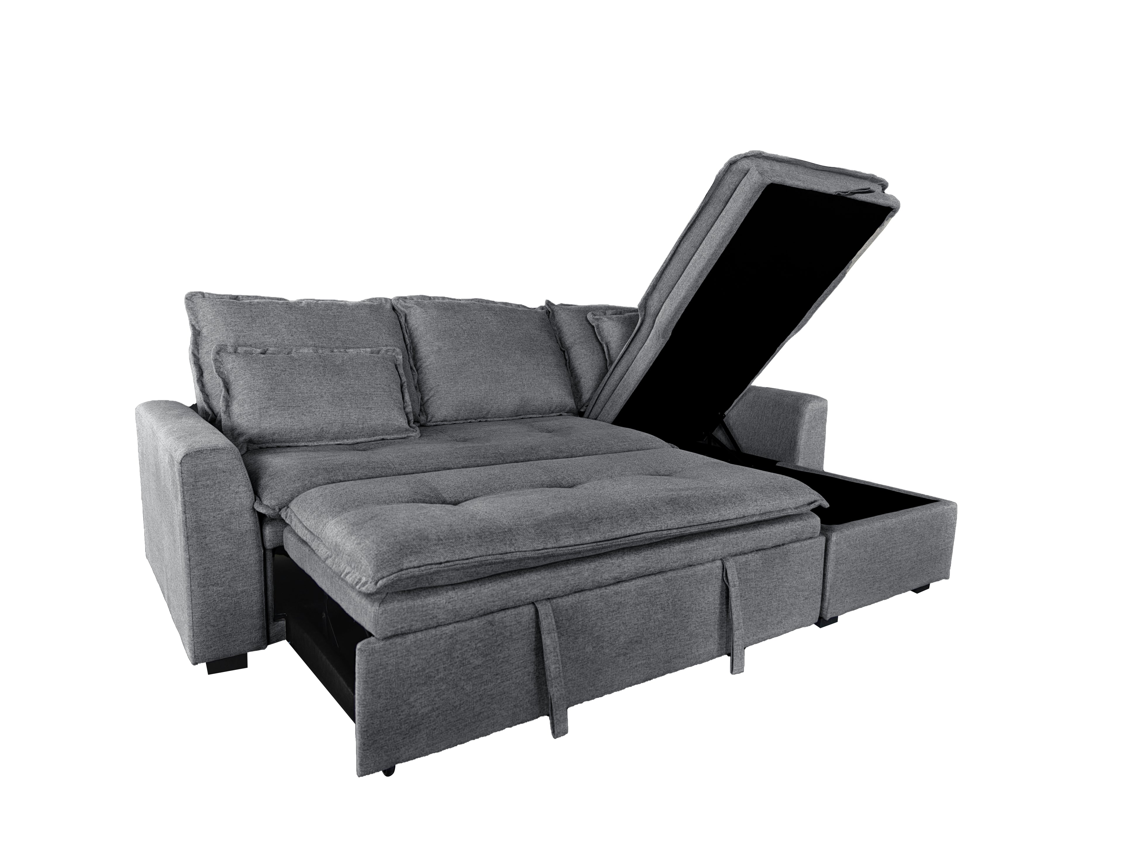 Cozeo Corner Sofa bed with Storage Chase Silver