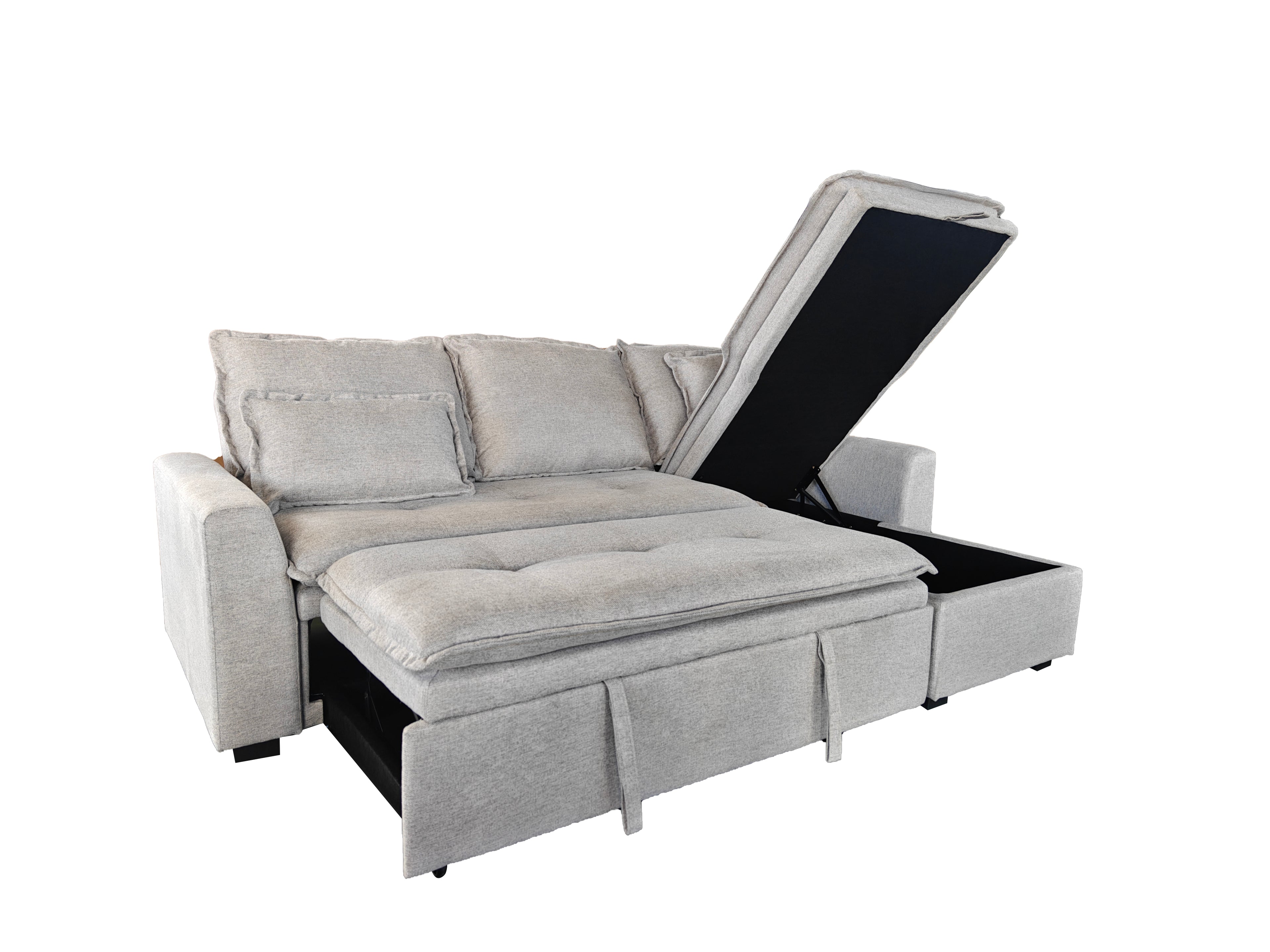 Cozeo Corner Sofa bed with Storage Chase Silver