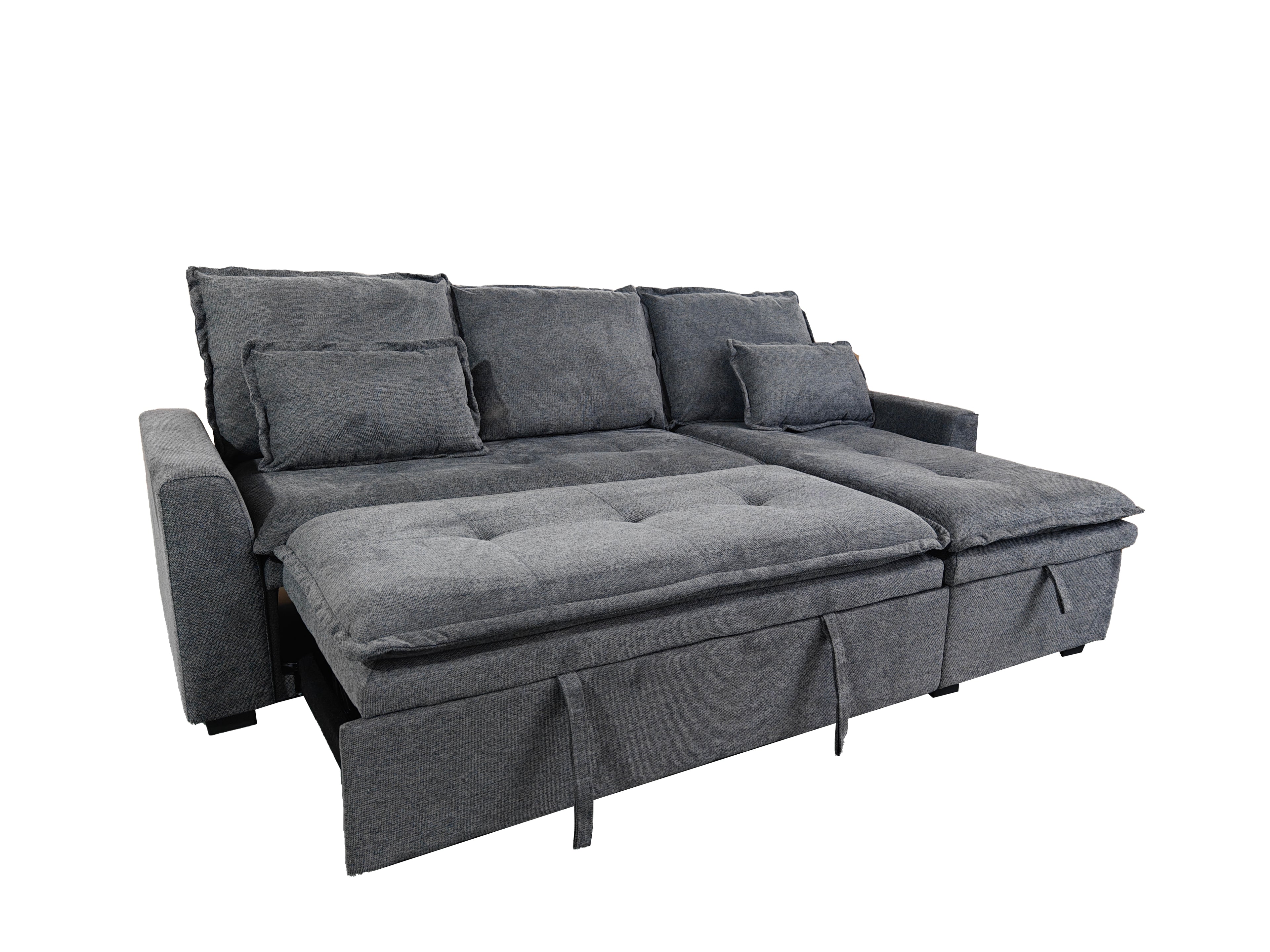 Cozeo Corner Sofa bed with Storage Chase Silver