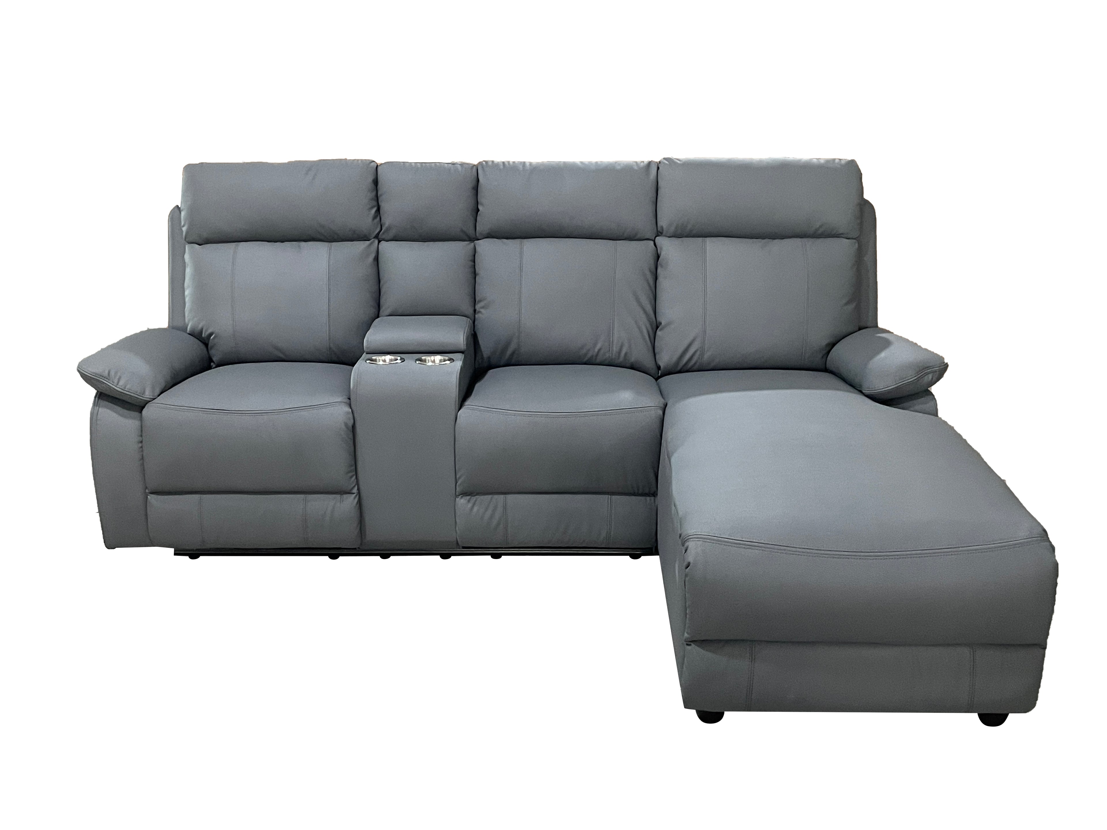 Harrison Anti scratch Leather Manual Recliner Right hand Corner Grey