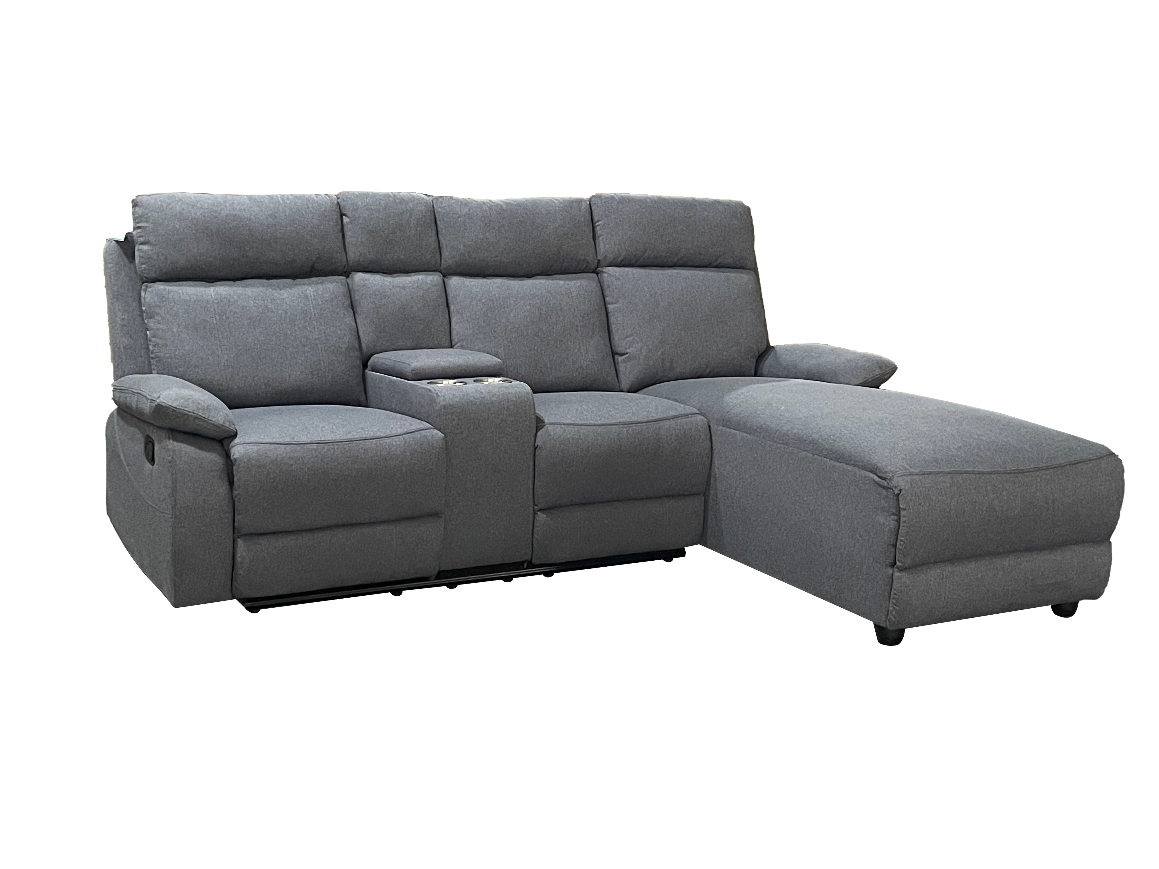 Harrison Fabric Manual Recliner Right hand Corner Grey