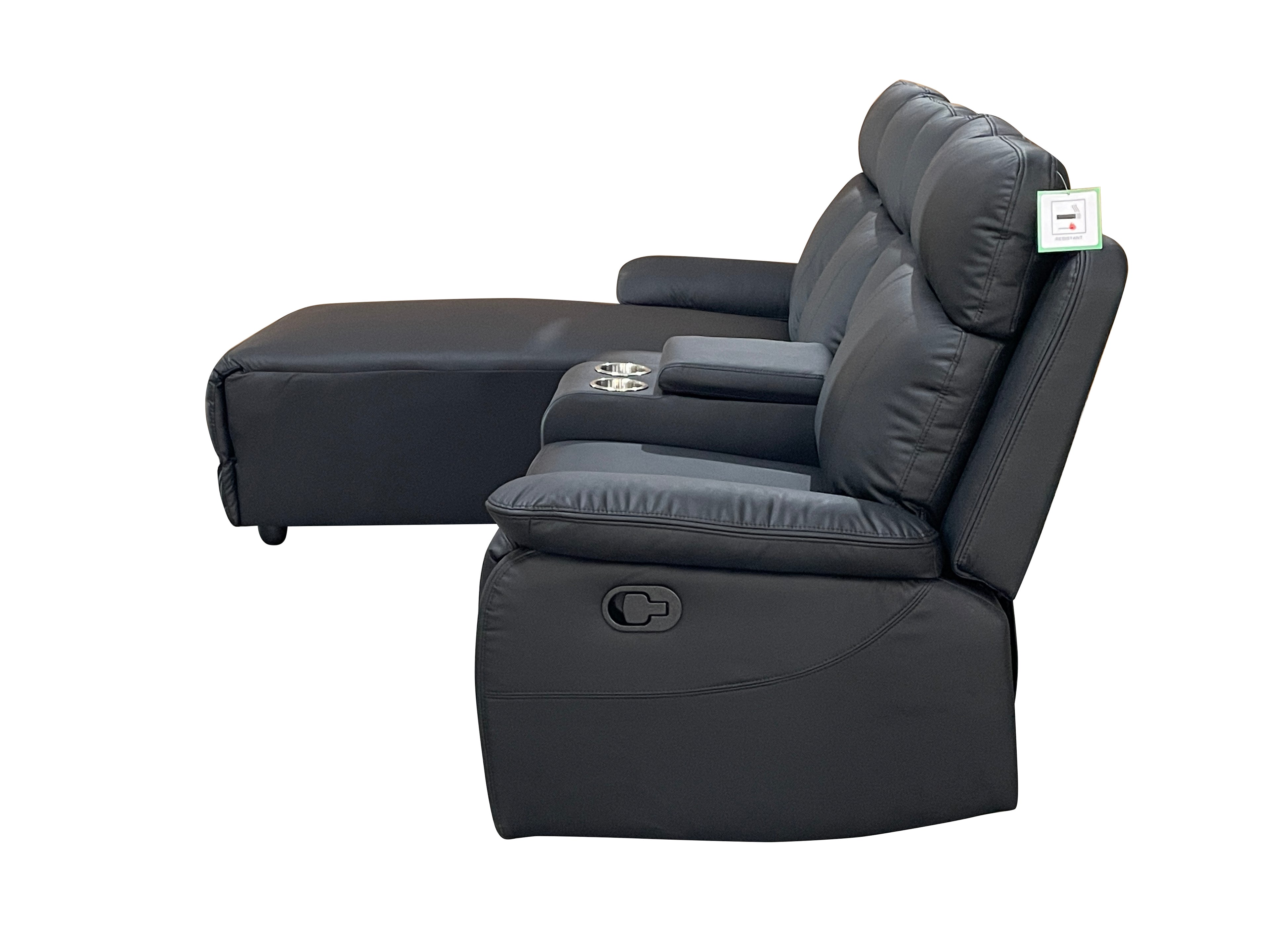 Harrison Anti scratch Leather Manual Recliner Right hand Corner Black