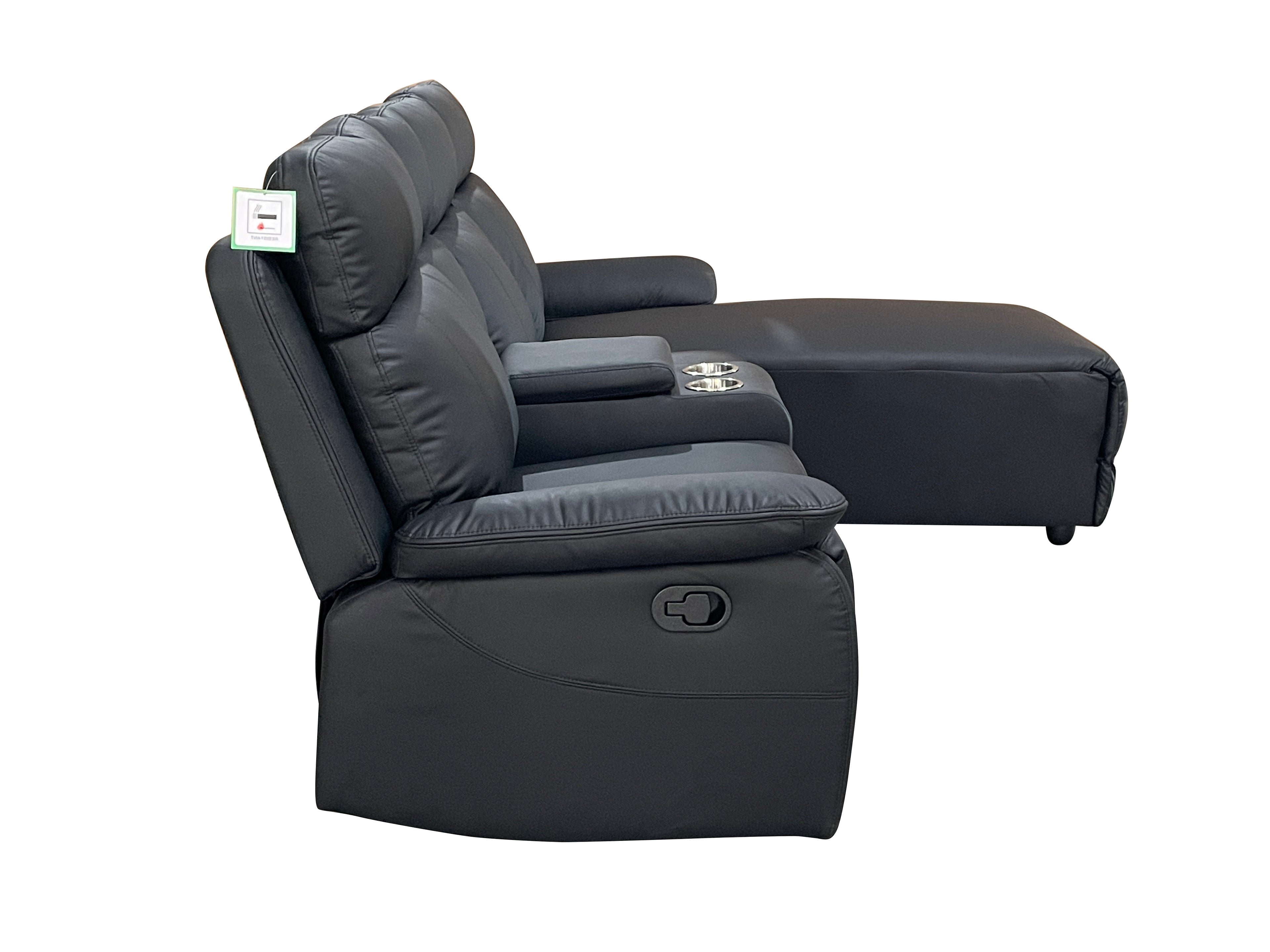 Harrison Anti scratch Leather Manual Recliner Right hand Corner Black
