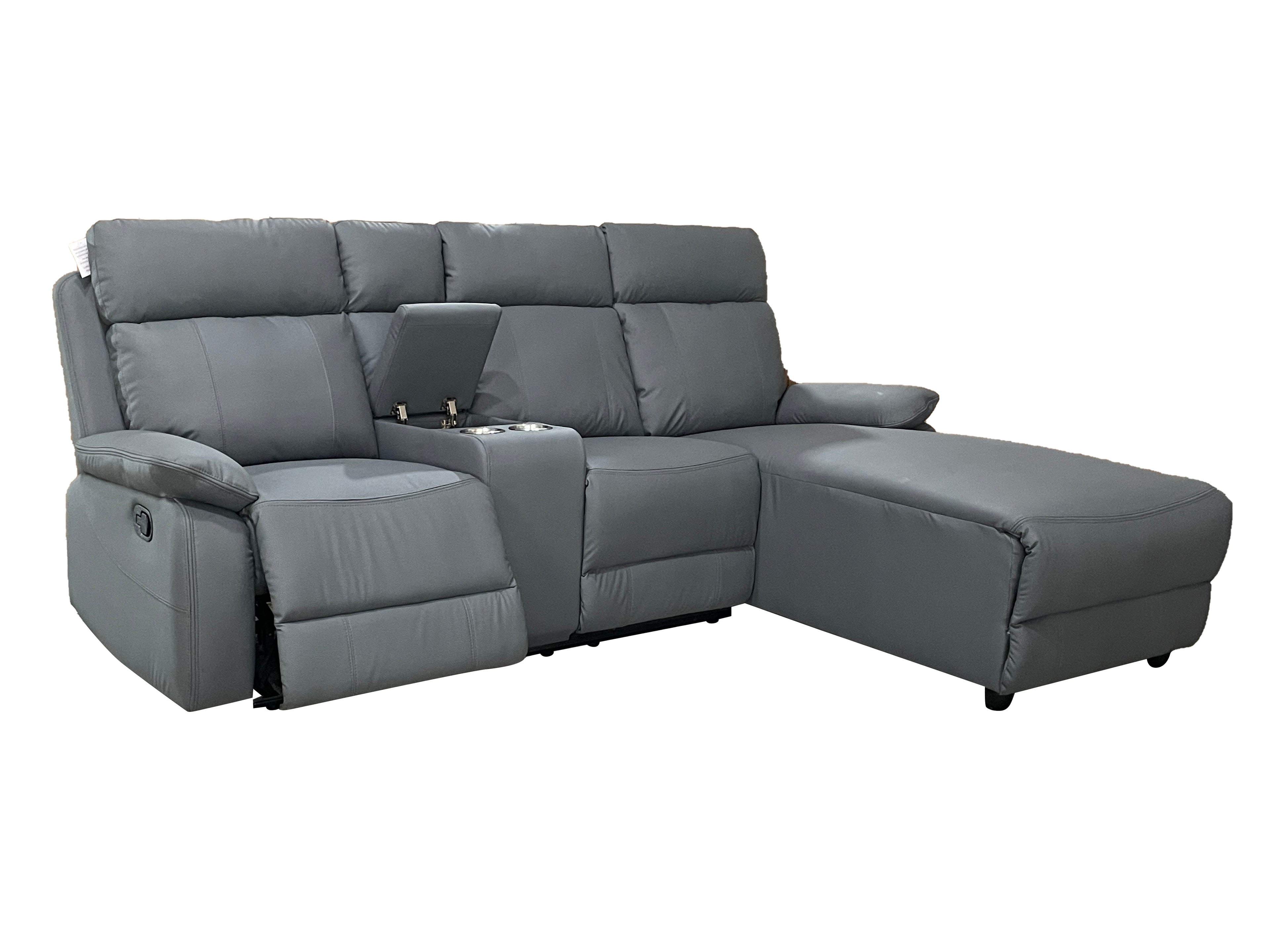 Harrison Anti scratch Leather Manual Recliner Right hand Corner Grey