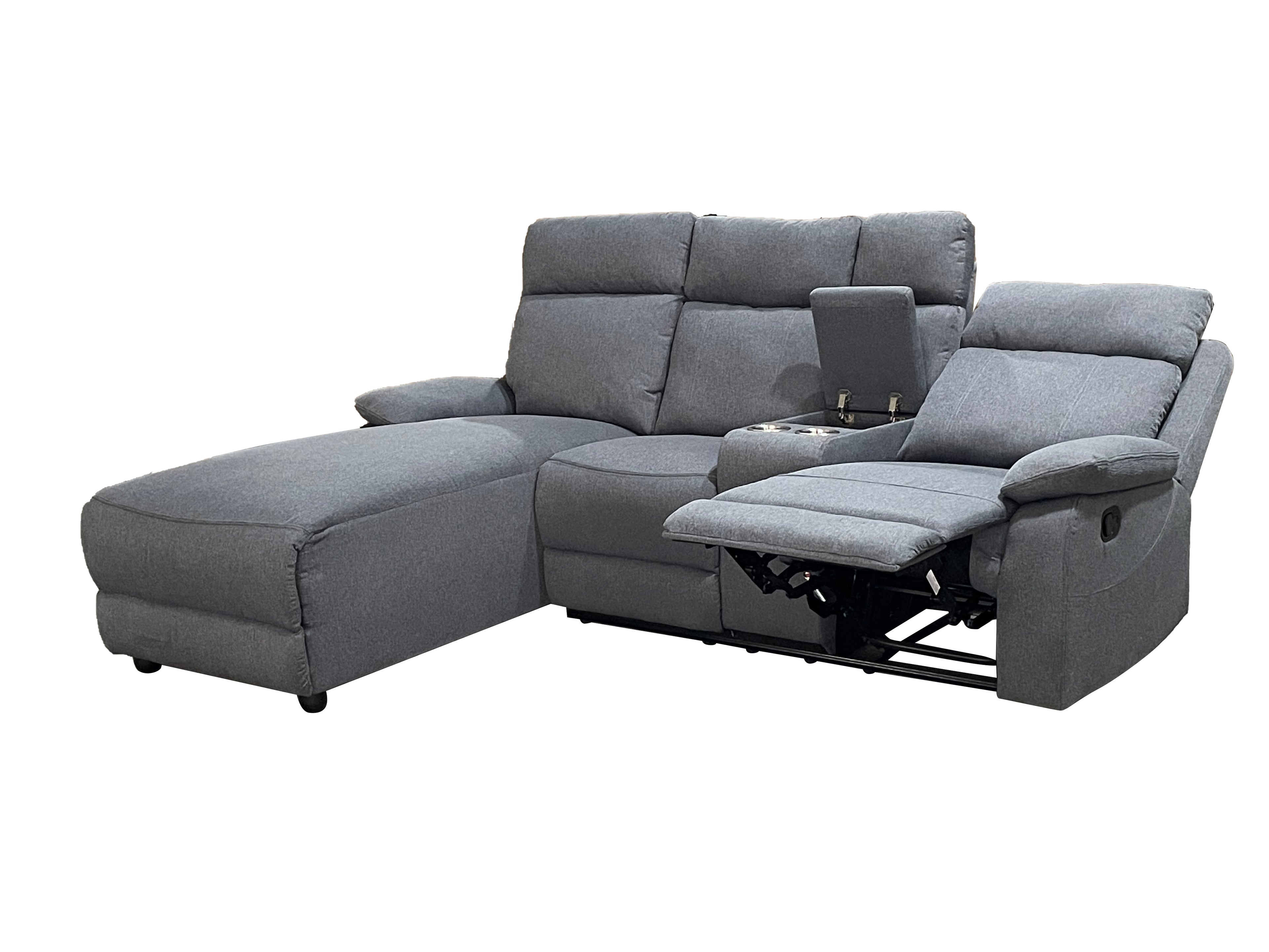Harrison Fabric Manual Recliner Right hand Corner Grey