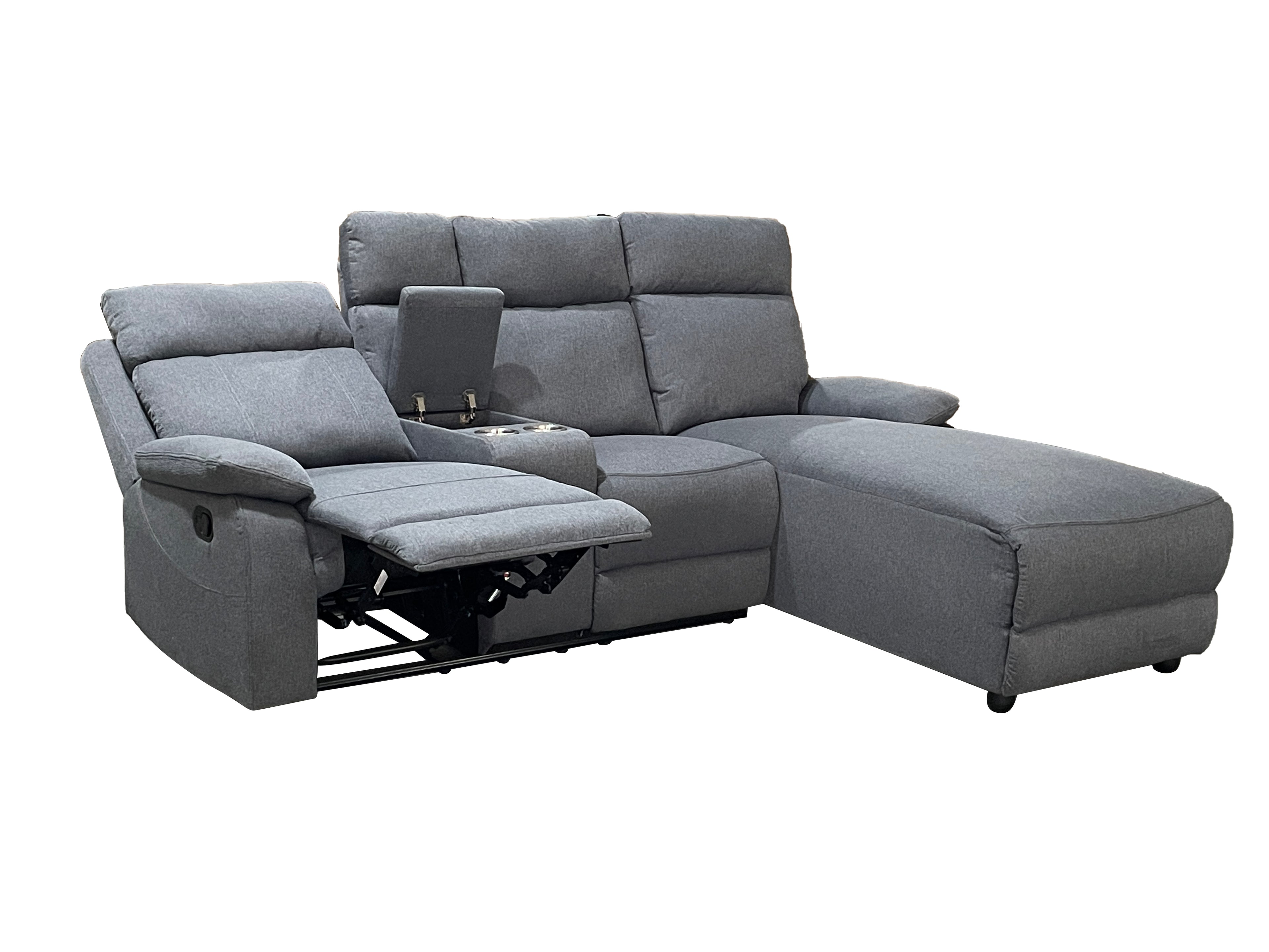 Harrison Fabric Manual Recliner Right hand Corner Grey