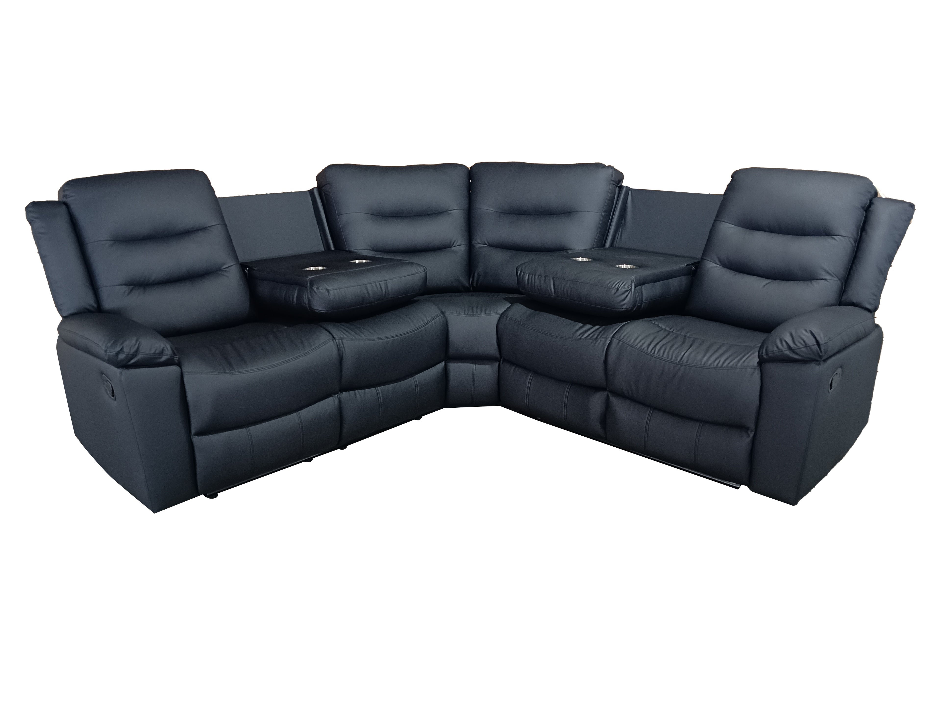 Roma black Corner Manual Recliner Anti scratch leather