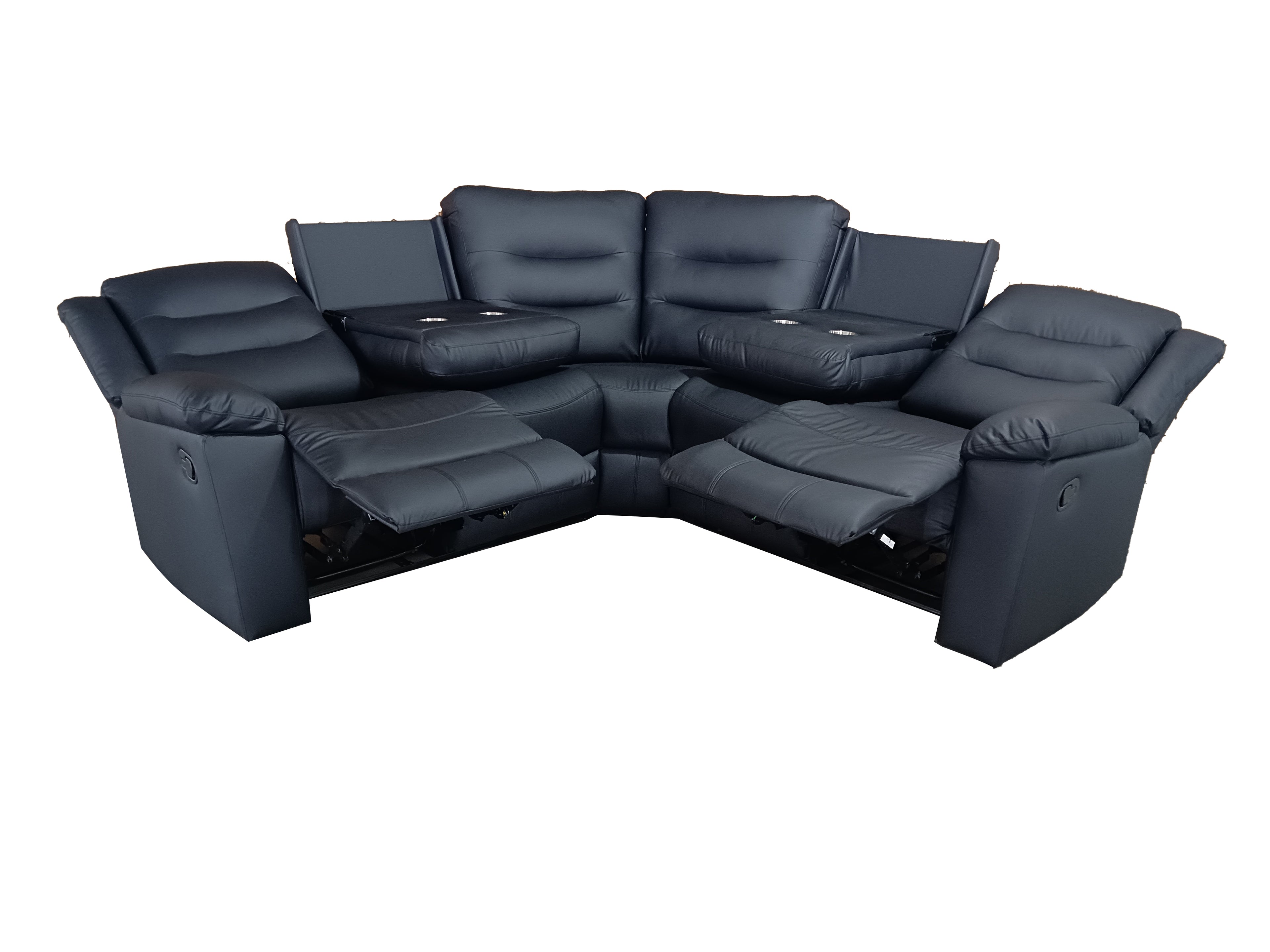 Roma black Corner Manual Recliner Anti scratch leather