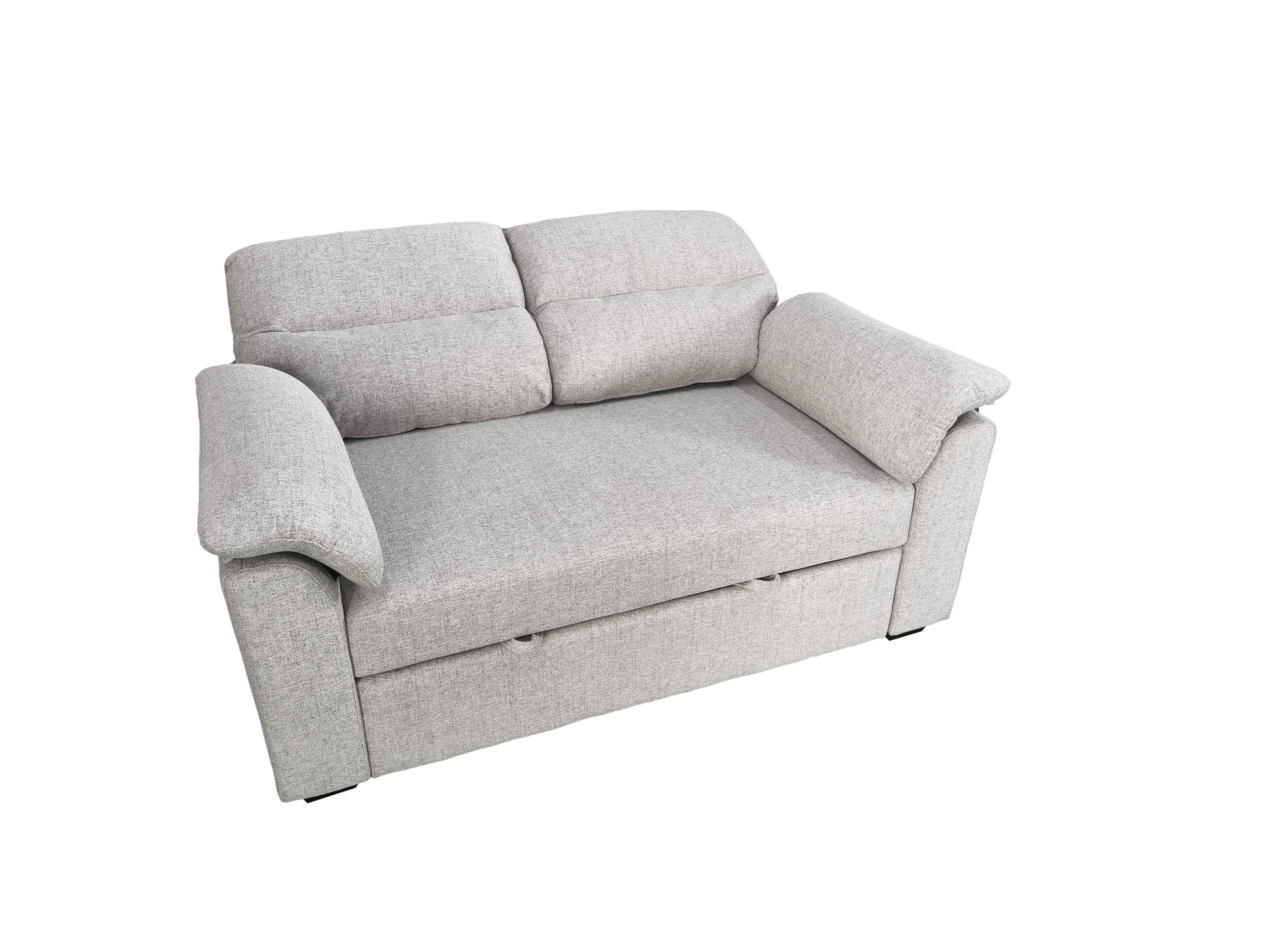 Viva 2 seater pull out sofa bed With Folded Back Silver