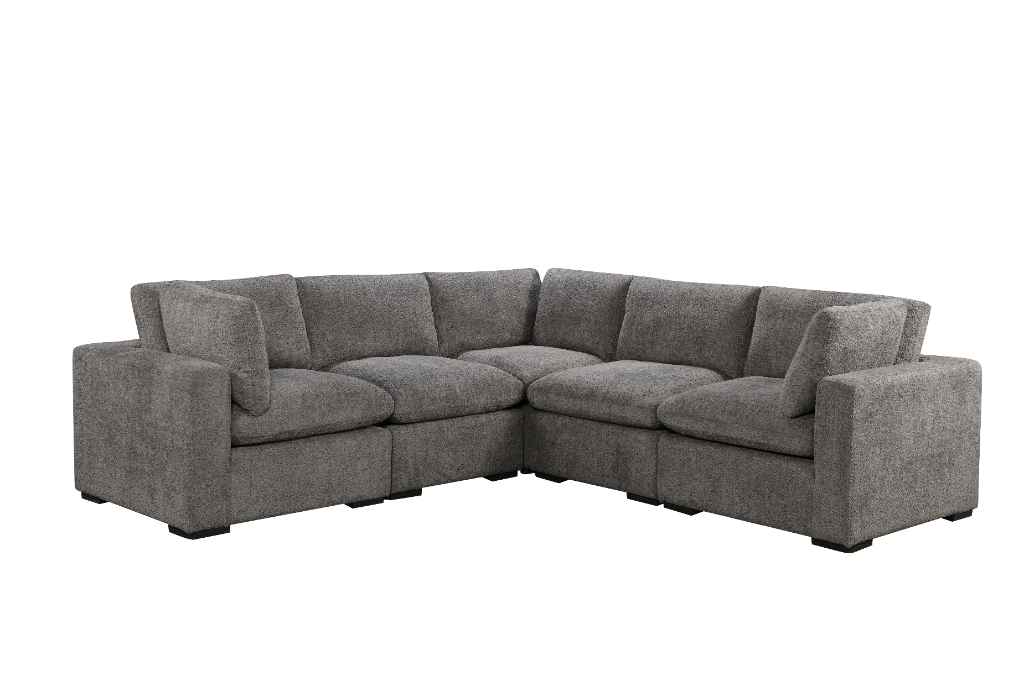 Cozy 5 seater Modular Corner Duck feather cushions Boucle Grey