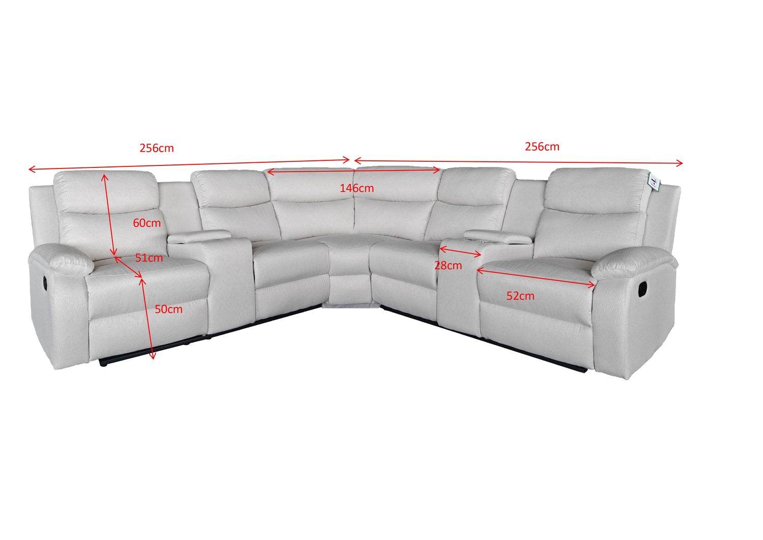 Montari Fabric Manual Recliner with console and cupholders Cream