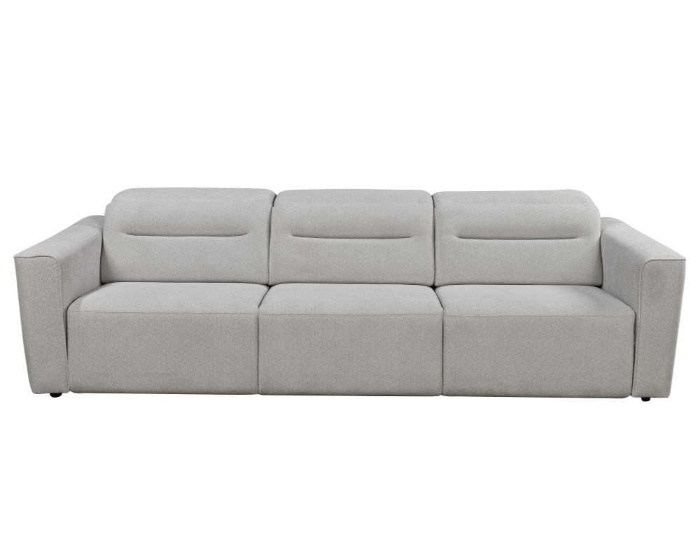 Brambury 3 seater Electric Recliner sofa with remote - Triple Motorized Sliding Seats & Adjustable Headrest Cream