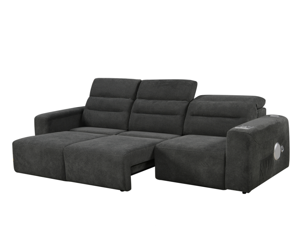 Mayfair 3 seater Electric Sliding seats Black with Bluetooth speakers || Wireless charger  || USB port