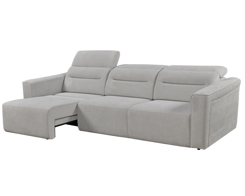 Brambury 3 seater Electric Recliner sofa with remote - Triple Motorized Sliding Seats & Adjustable Headrest Cream