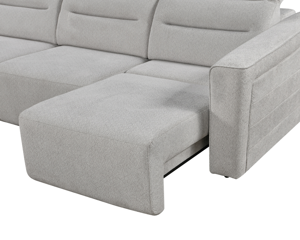 Brambury 3 seater Electric Recliner sofa with remote - Triple Motorized Sliding Seats & Adjustable Headrest Cream