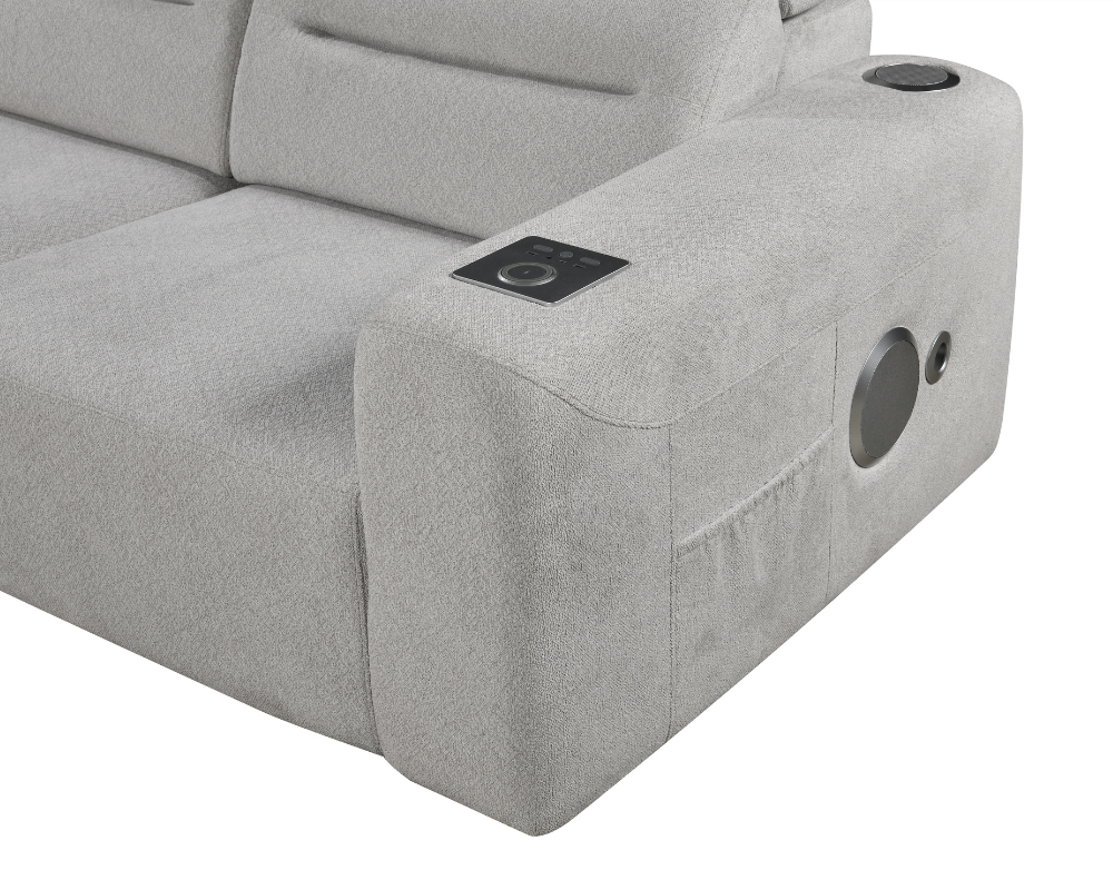 Mayfair 3 seater Electric Sliding seats Black with Bluetooth speakers || Wireless charger  || USB port