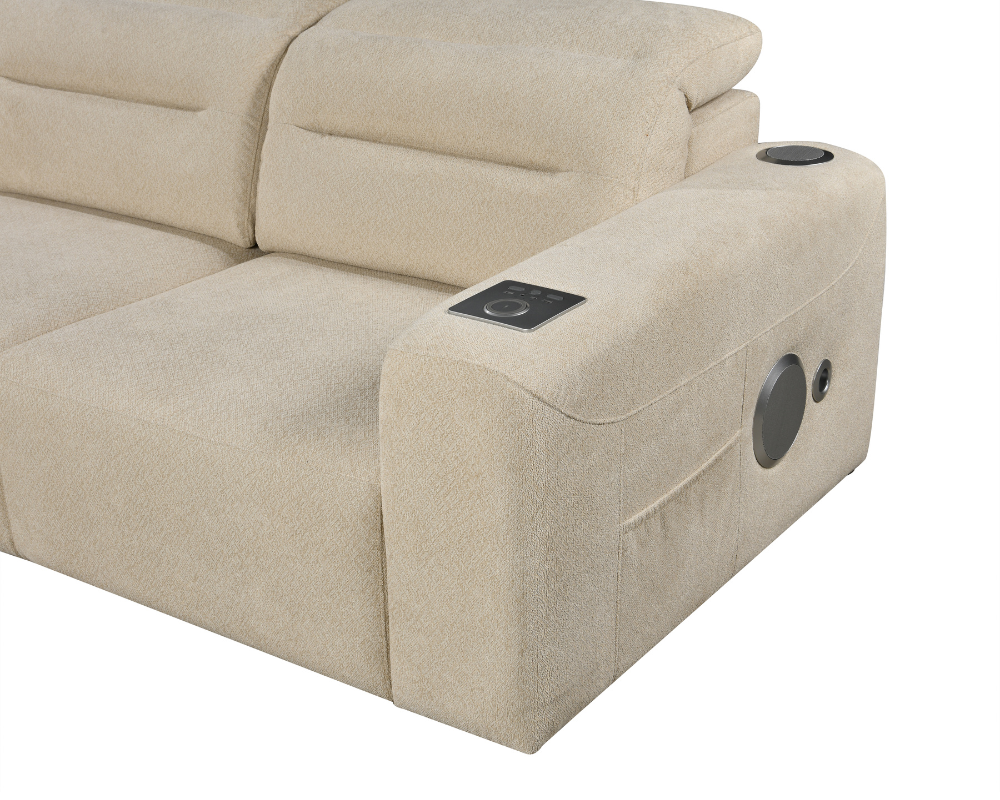 Mayfair 3 seater Electric Sliding seats Black with Bluetooth speakers || Wireless charger  || USB port