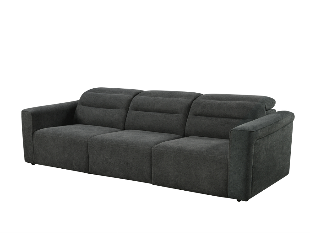 Brambury 3 seater Electric Recliner sofa with remote - Triple Motorized Sliding Seats & Adjustable Headrest Cream