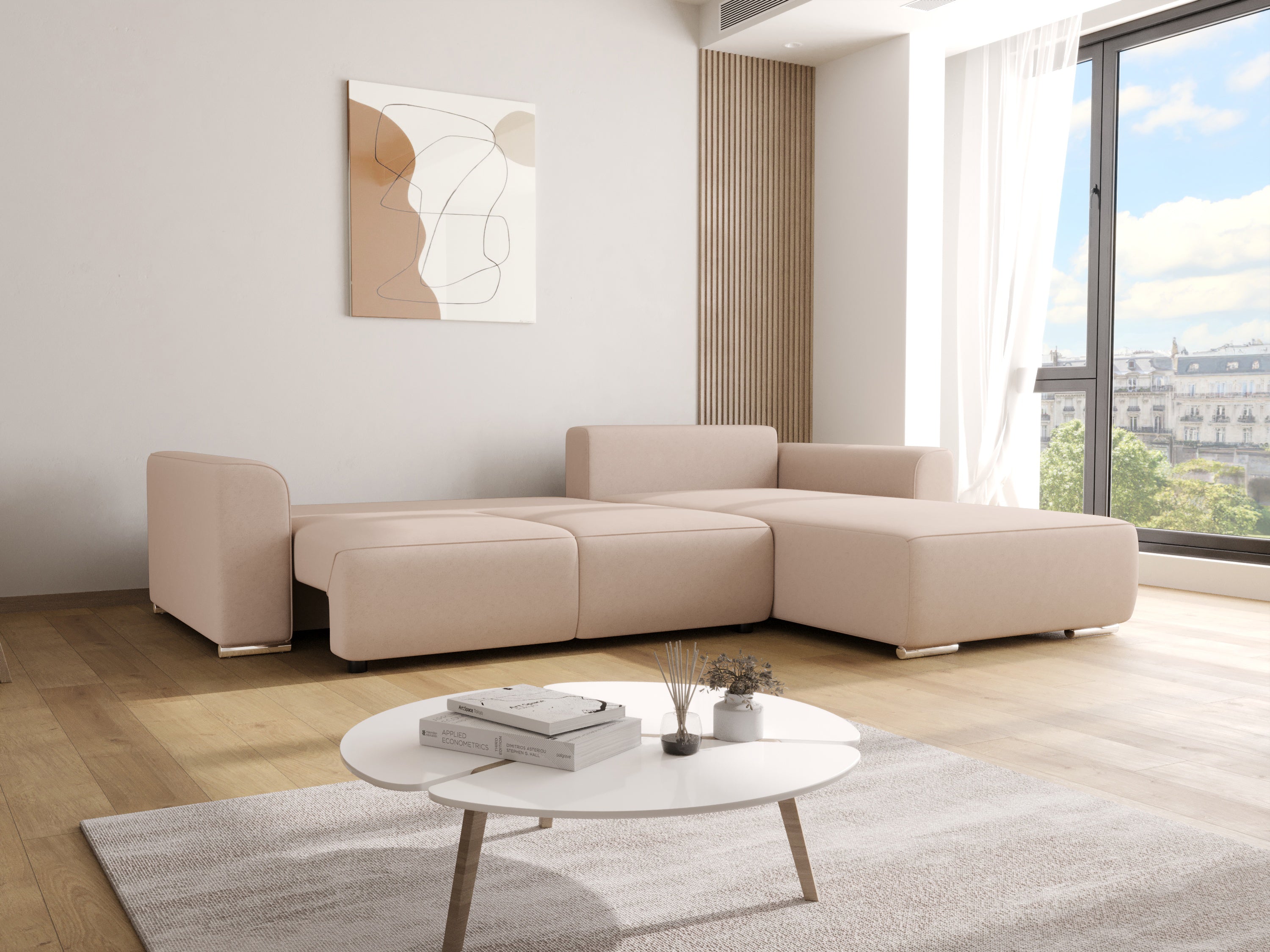 Gusto Universal L Shape Modular Corner Sofa Bed with Storage