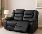 Roma Recliner 3+2 Black Faux Leather With cup Holder