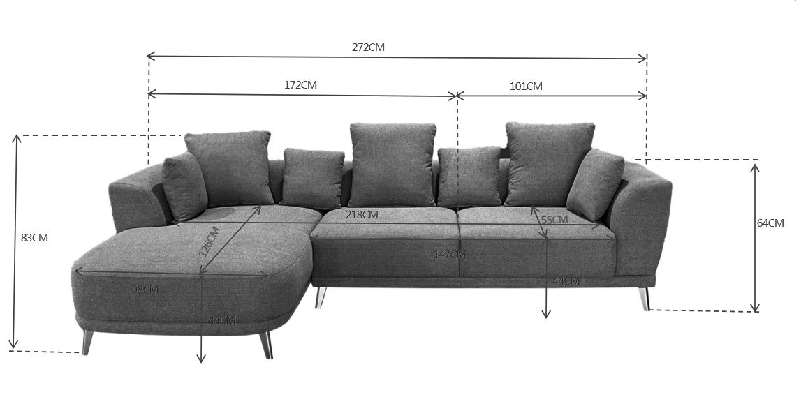 Marvella Right Hand Corner Sofa with Chase Grey